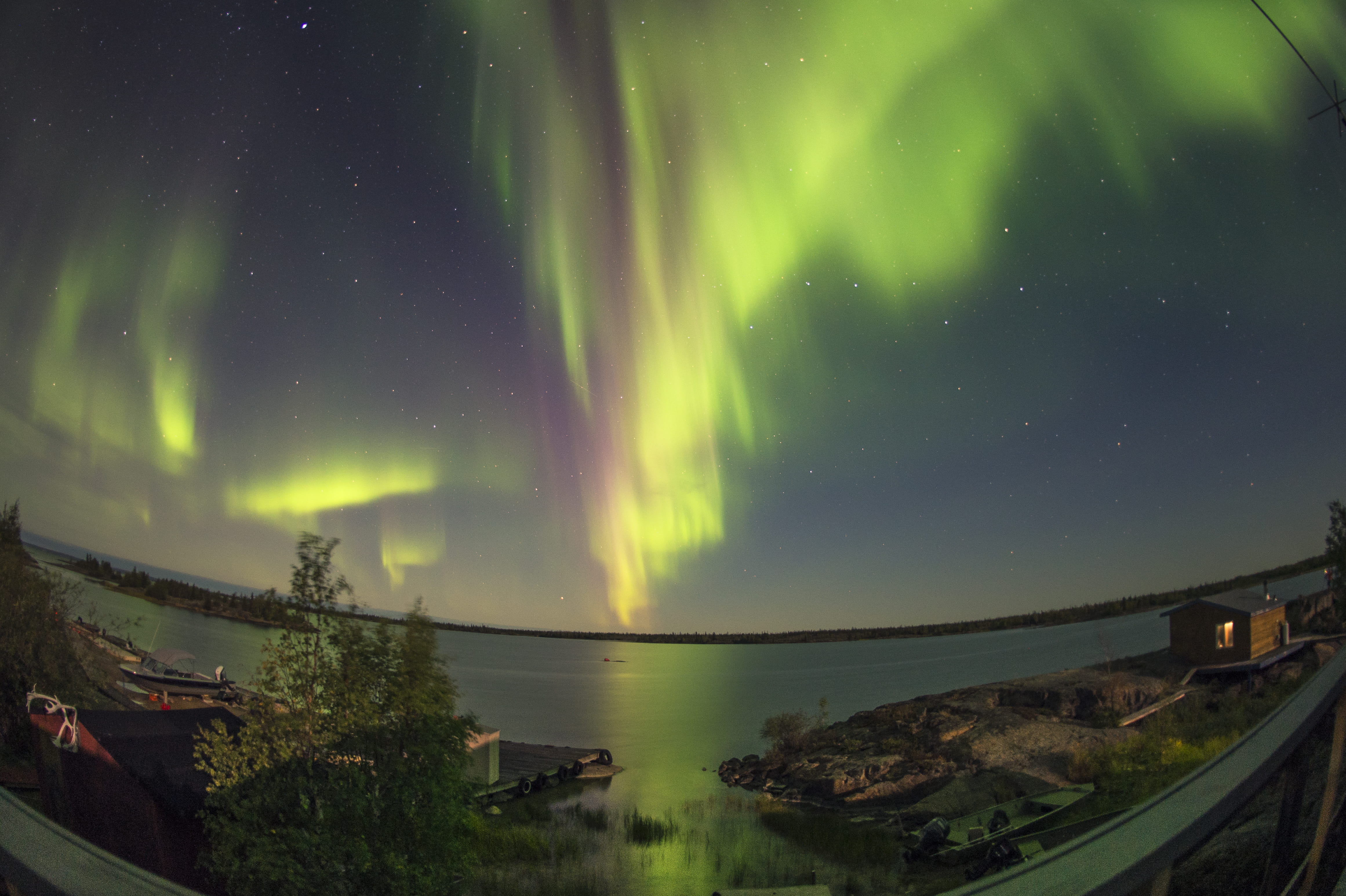star - space, sky, no people, lake, reflection, power in nature, aurora, tranquility, night, astronomy, star, galaxy, built structure, nature, aurora polaris, HD Wallpaper