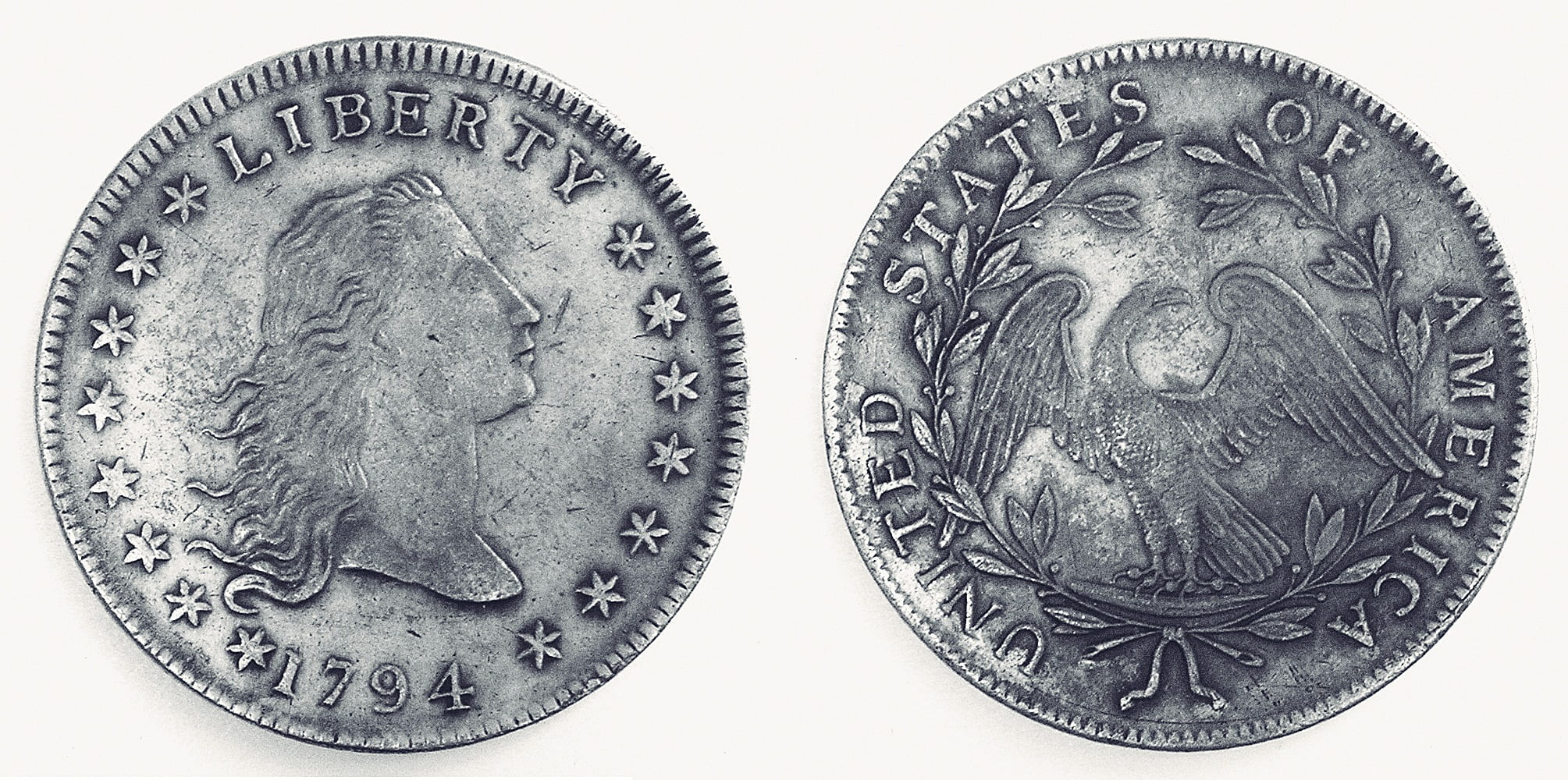 black background, paper currency, close-up, coin, 1080P, silver colored, ancient, the past, 1794, metal, single object, two objects, the first, studio shot, HD Wallpaper