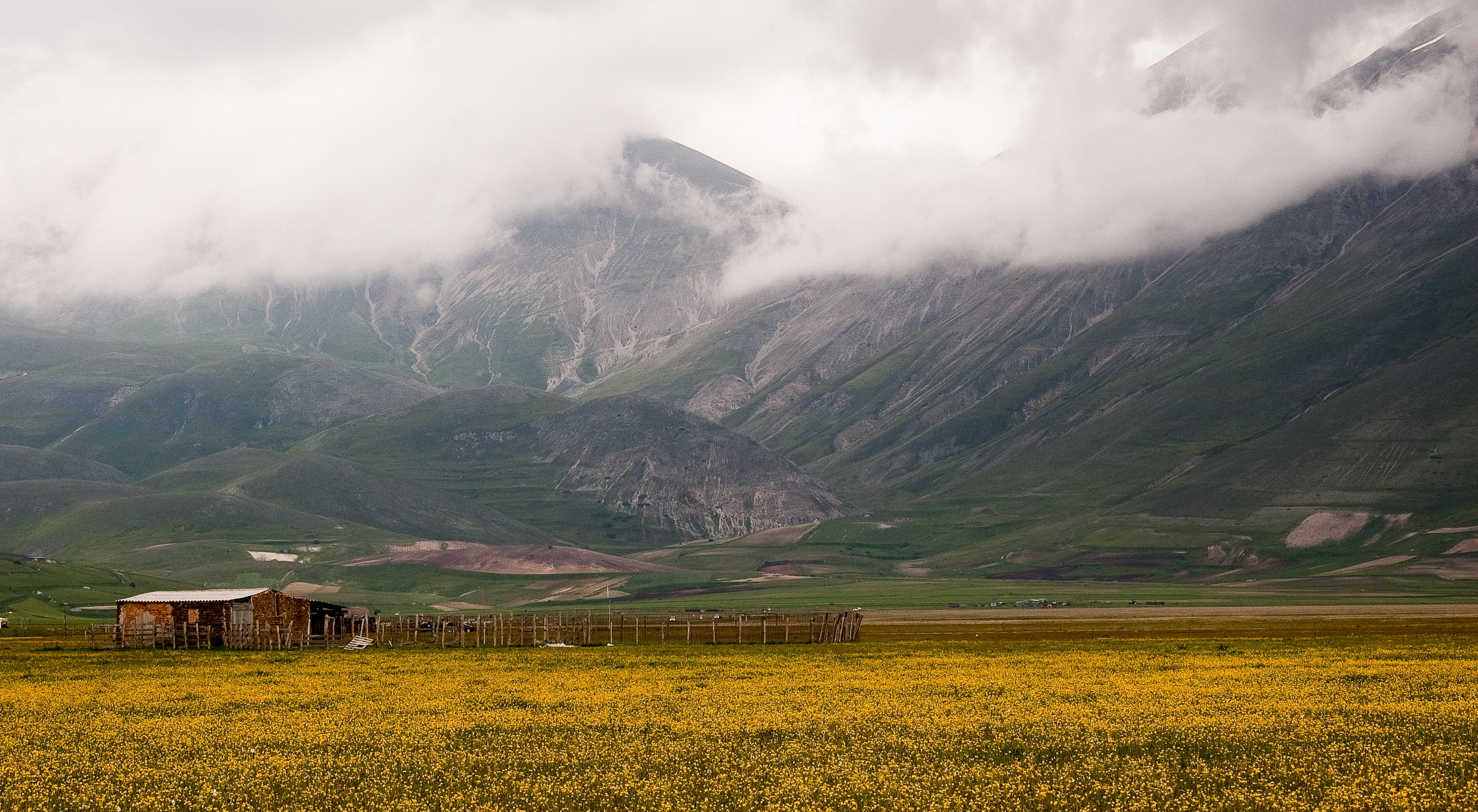 Italy, Nature, rural Scene, sky, Landscape, outdoors, mountain, field, 2K, Orbi, grass, agriculture, Cloudy, Norcia, castelluccio, scenics, meadow, Nikon, HD Wallpaper