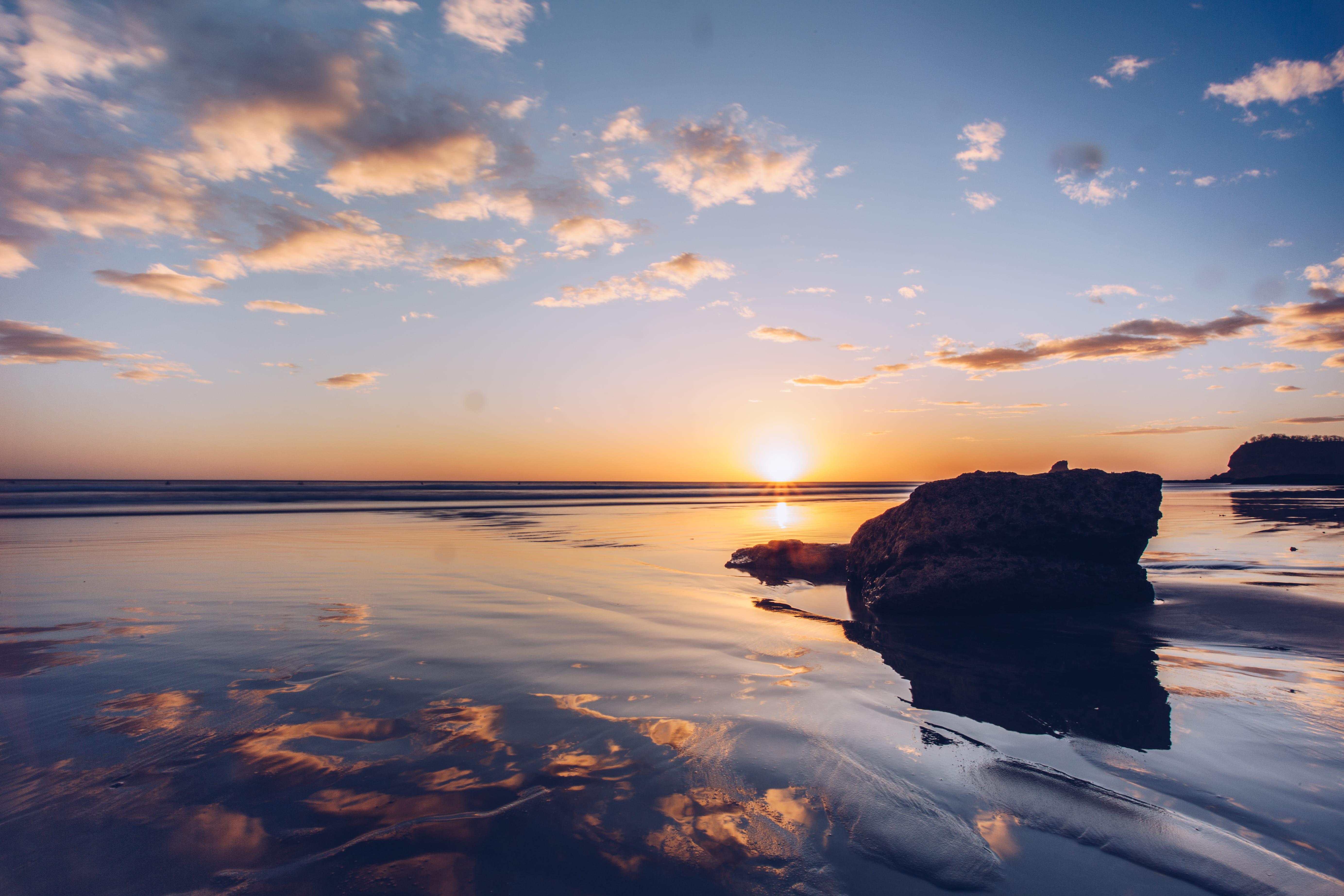 sun, nature, nicaragua, horizon, 5K, non-urban scene, beauty in nature, san juan del sur, tranquil scene, evening, landscape, idyllic, surf, travel, waves, HD Wallpaper
