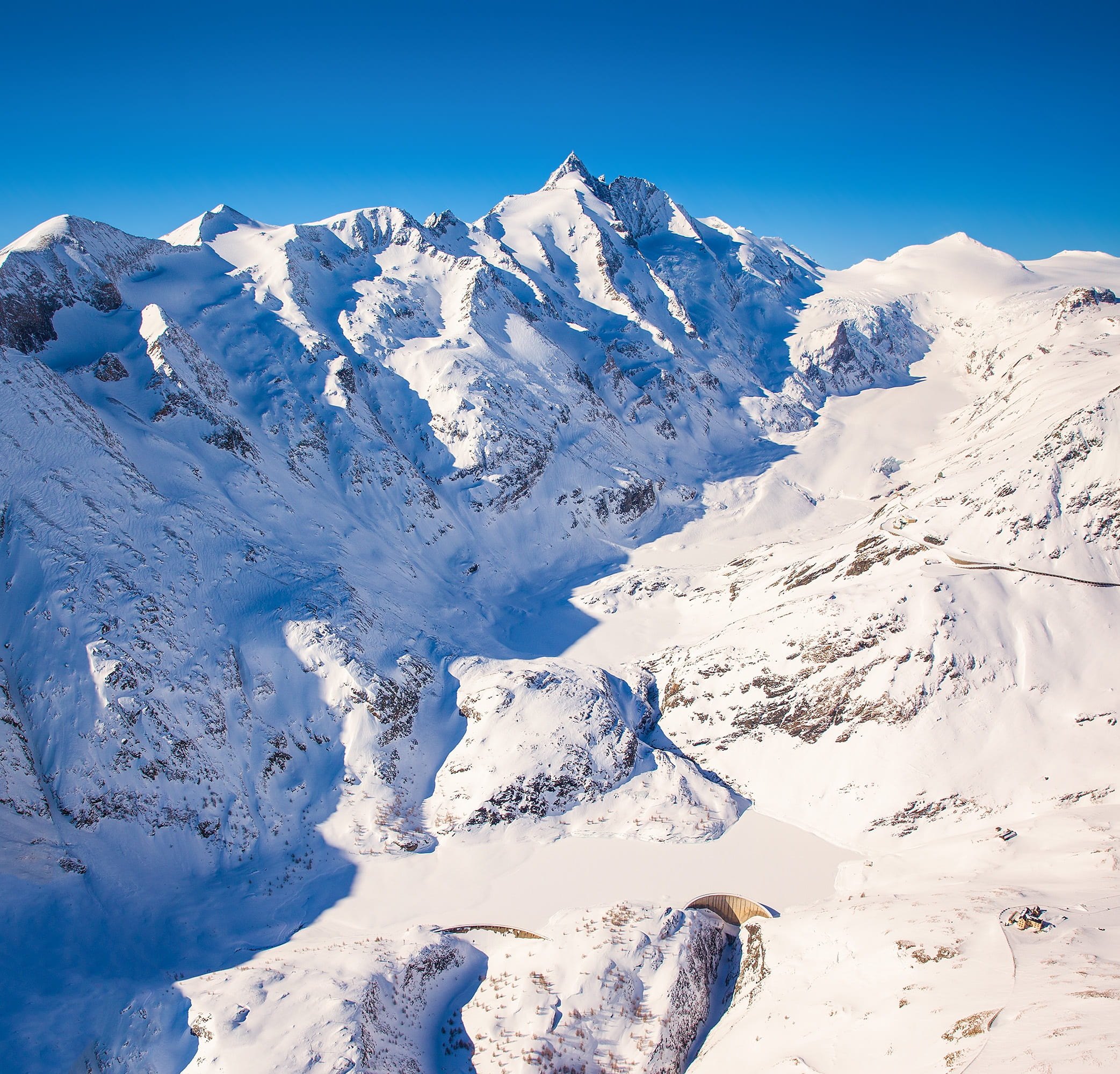 mountains, cold, mountain peak, day, blue, travel, europe, non-urban scene, beauty in nature, no people, idyllic, high alpine road, alpine, extreme weather, HD Wallpaper