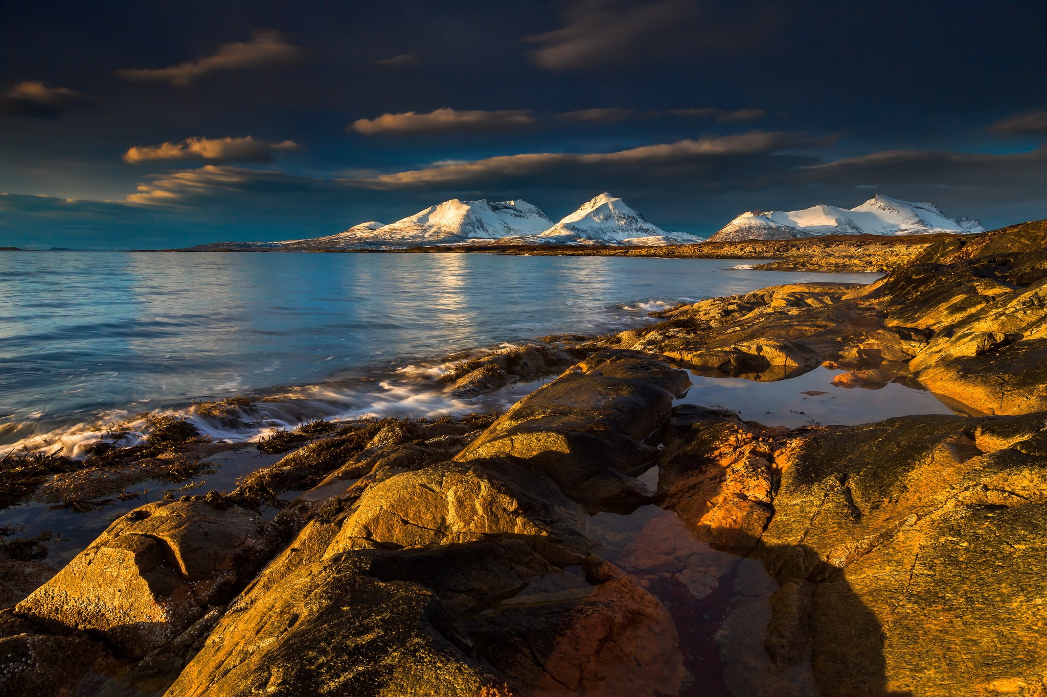 wallpapper, mountains, stones, 1080P, sky, clouds, Lake, HD Wallpaper