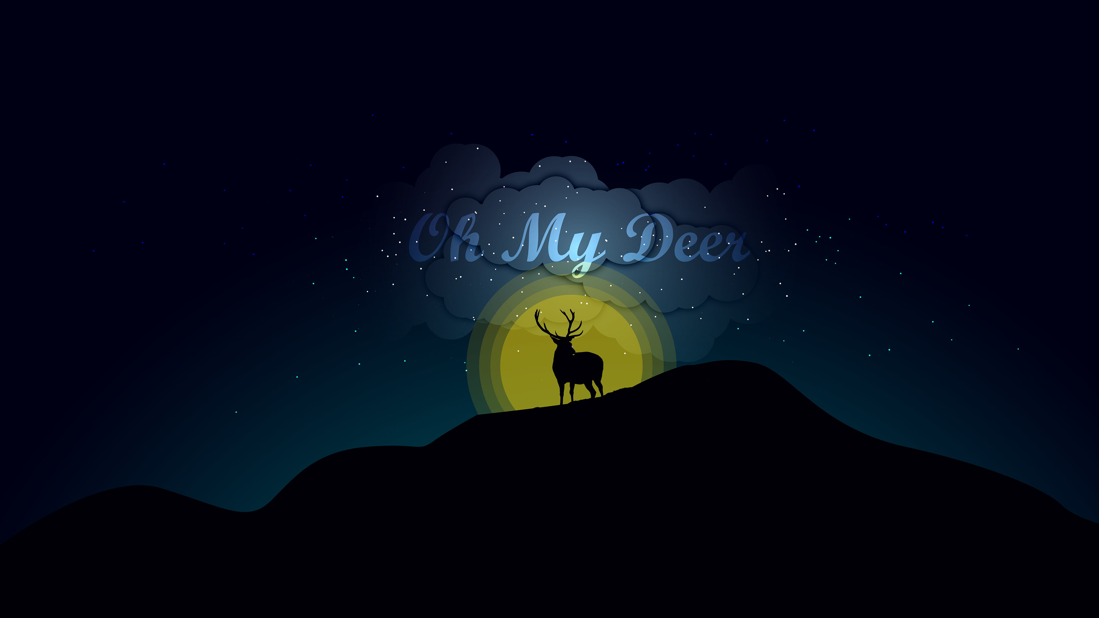 4K, Minimal, Artwork, graphic, Dark, oh, 4K, Deer, wallpapper, HD Wallpaper