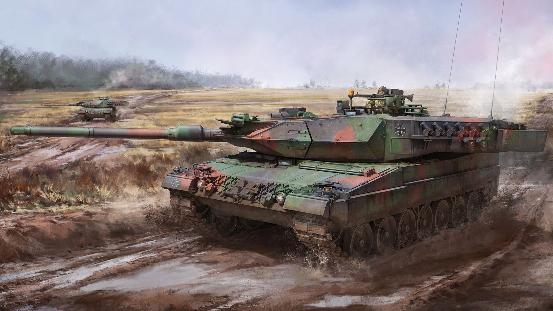 tank, vehicle, military, artwork, Leopard 2, 1080P, HD Wallpaper