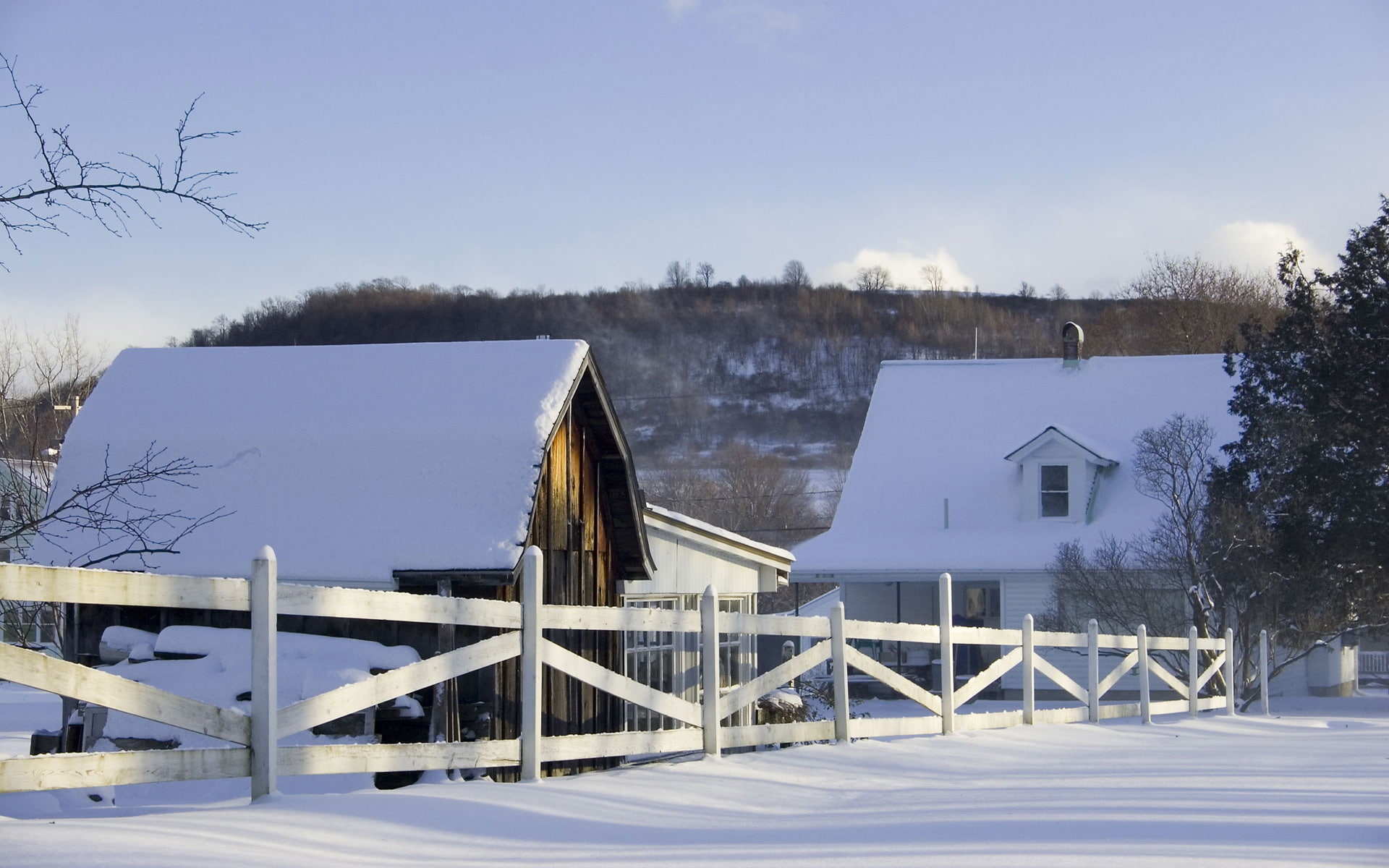 nature, brown, snow, shed, barn, wooden, hd, winter, farm, 1080P, HD Wallpaper