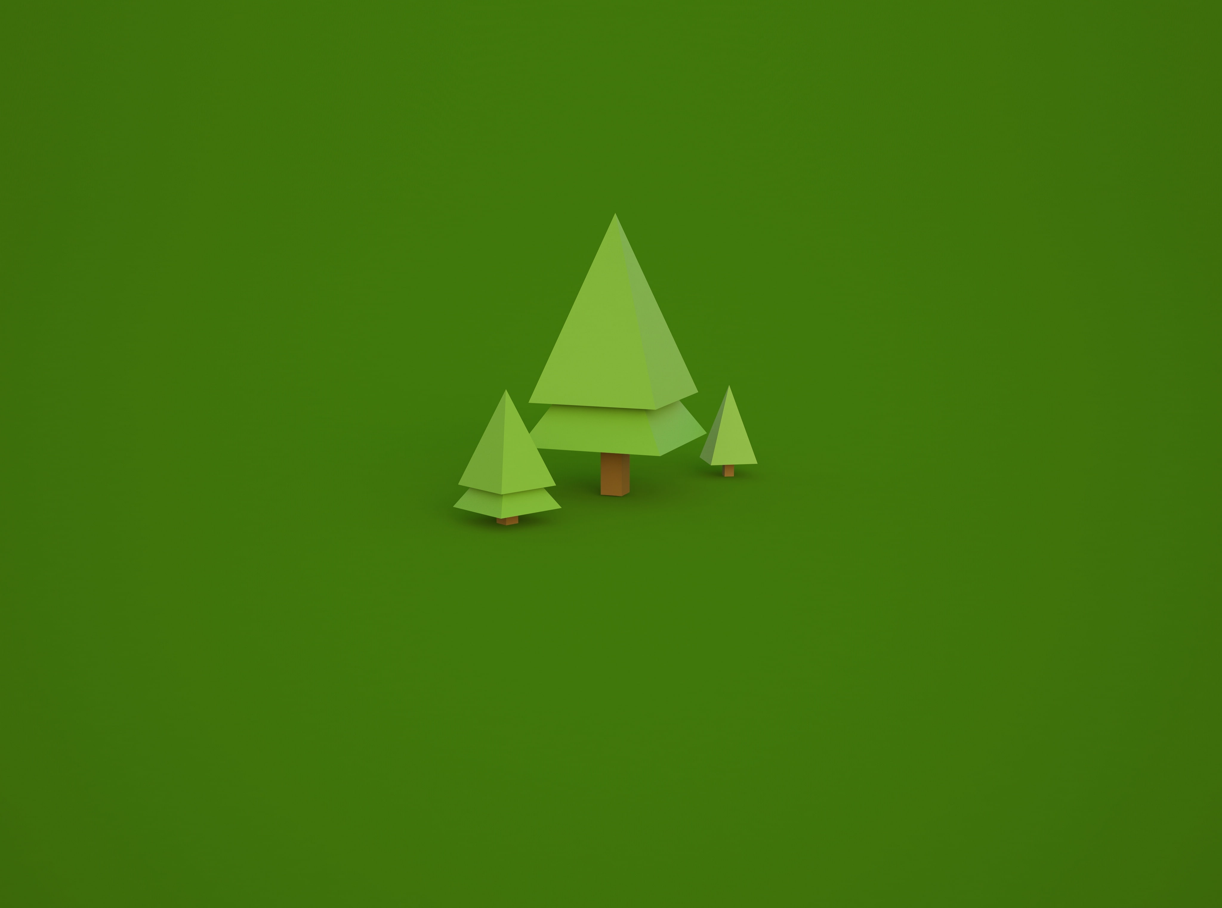 green background, green color, trees, 3D, poly, low poly, indoors, shape, larix di enrico tabacchi, forest, built structure, tree, triangle shape, creativity, HD Wallpaper