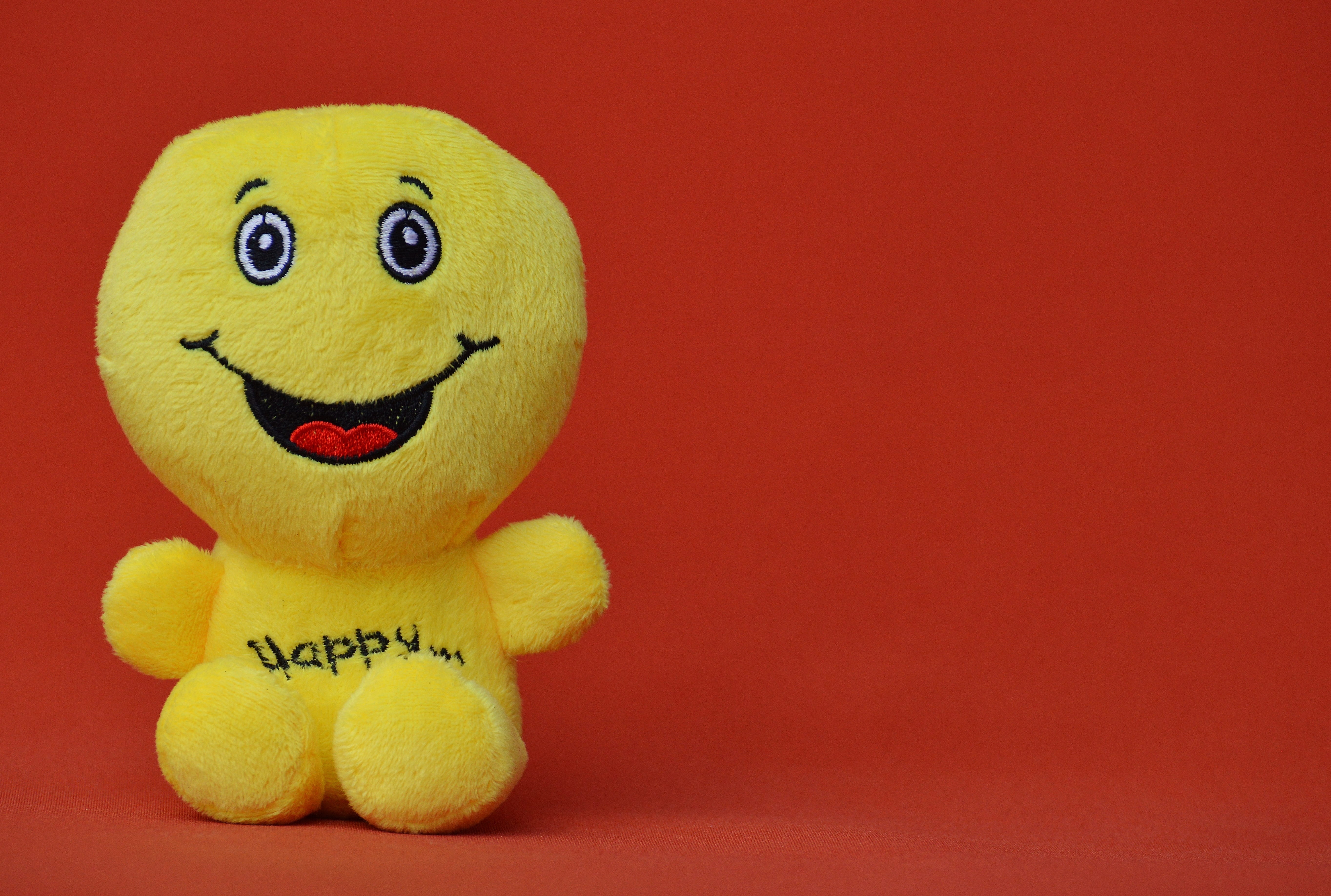 smile, pep talk, laughing face, celebration, emotion, 5K, toy, creativity, smiling, beginning, yellow, joy, no people, studio shot, colored background, HD Wallpaper