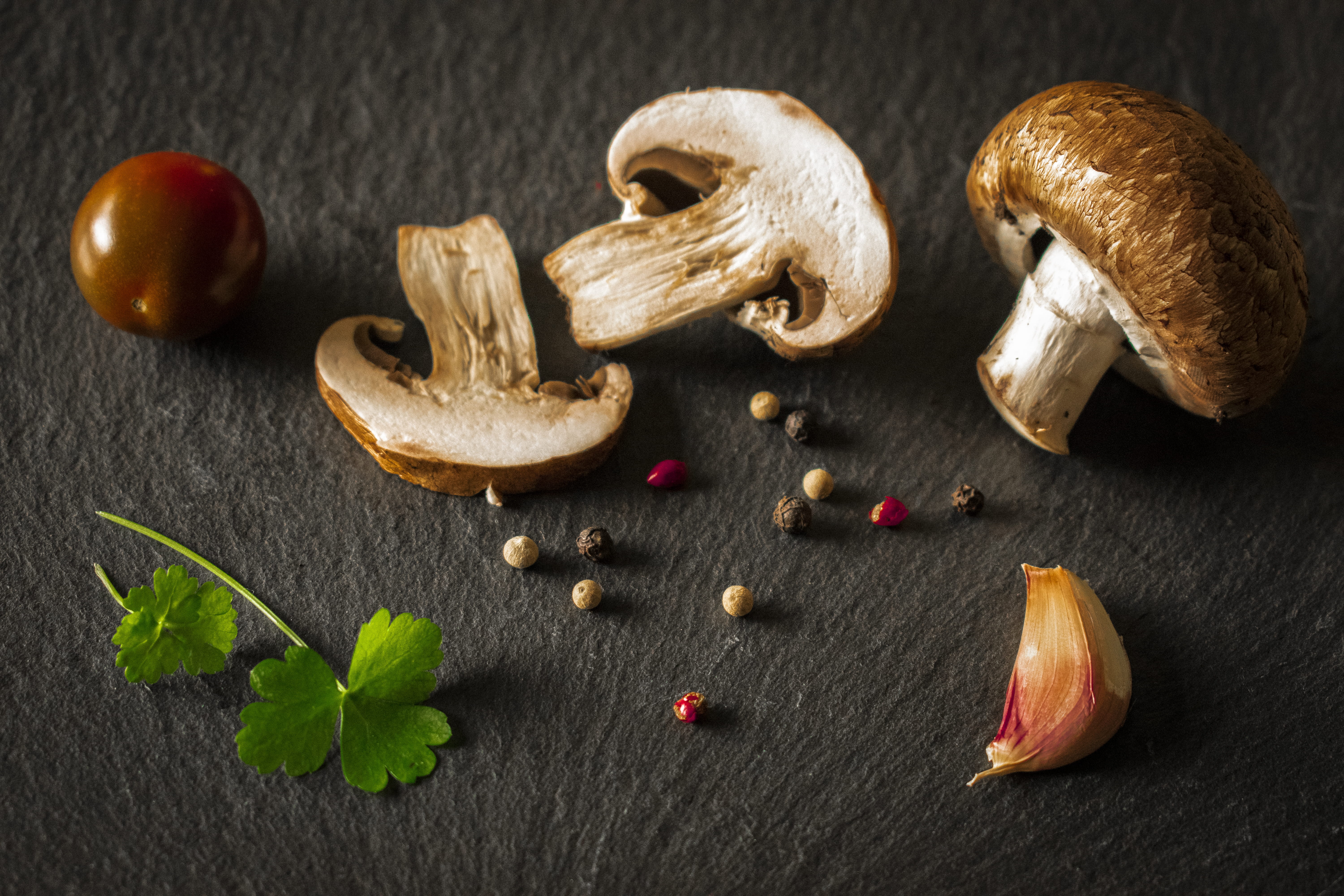 freshness, pimienta, vegetable, food, ingredient, black background, plant part, studio shot, pacto, nut, fruit, alimentos, leaf, perejil, indoors, wood - material, HD Wallpaper
