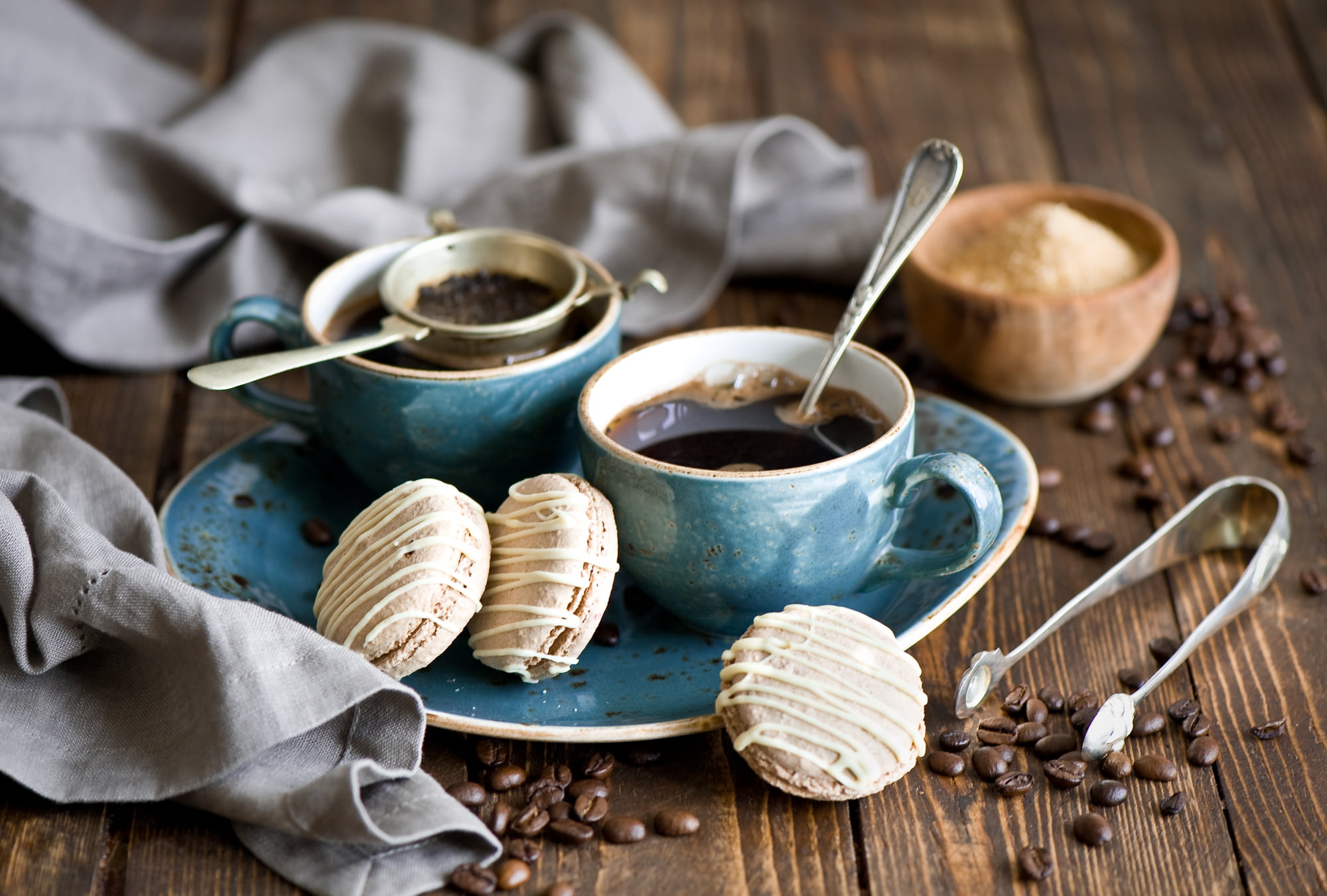 large group of objects, kitchen utensil, wellbeing, food and drink, grain, glaze, wood - material, shell, sweet, Cup, spoon, old, cookies, macaron, tongs, HD Wallpaper
