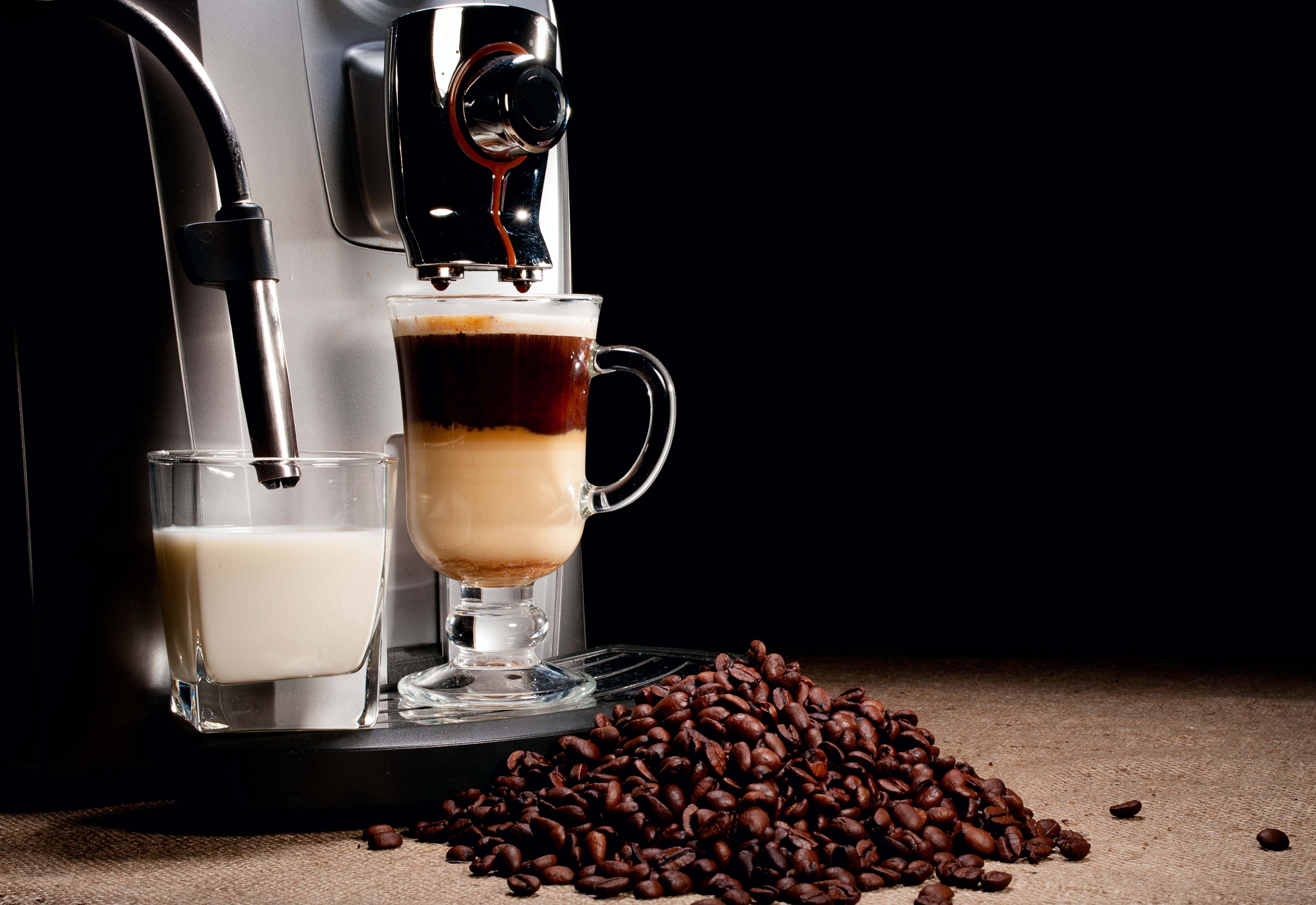 coffee, roasted, coffee Crop, 5K, cup, backgrounds, black background, refreshment, still life, household equipment, mocha, mug, coffee Bean, indoors, electric coffee machine, HD Wallpaper