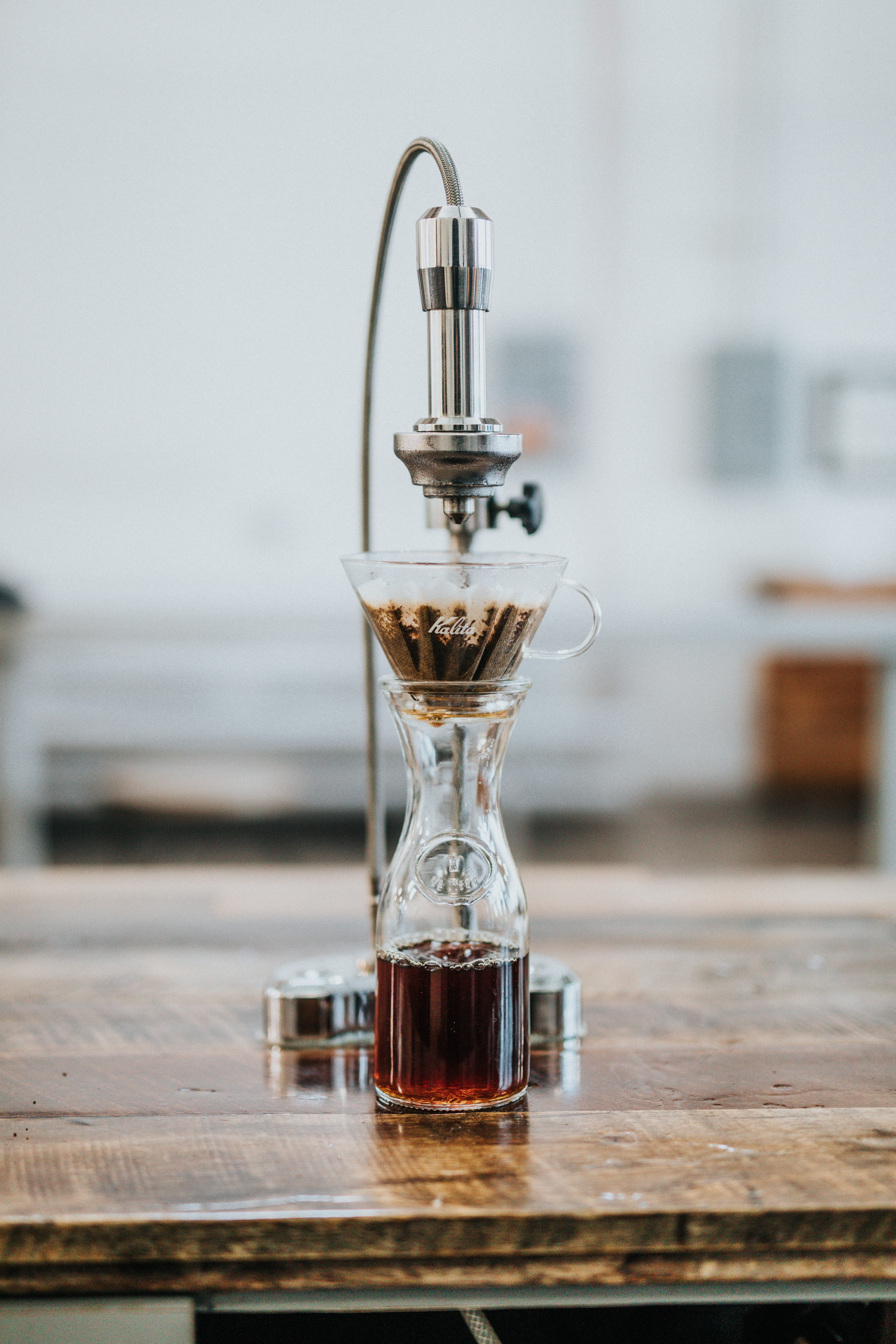 coffee lover, glass, espresso, preparation, table, photography, metal, home, coffee - drink, close-up, wood - material, pour over, no people, focus on foreground, Phone HD Wallpaper