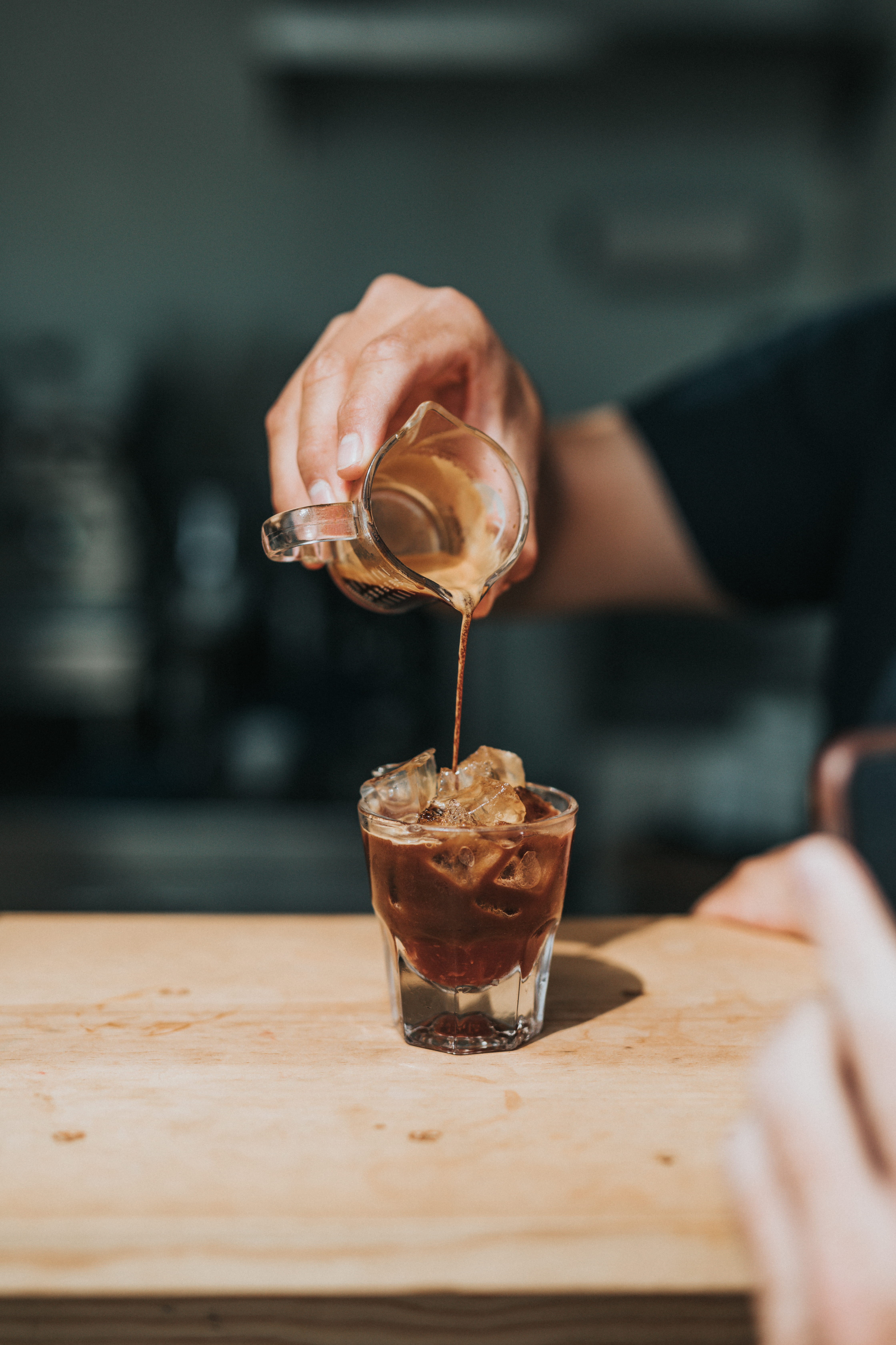 espresso, caffeine, glass, household equipment, liquid, barista, human body part, refreshment, coffee - drink, 5K, freshness, food and drink, iced coffee, Phone HD Wallpaper