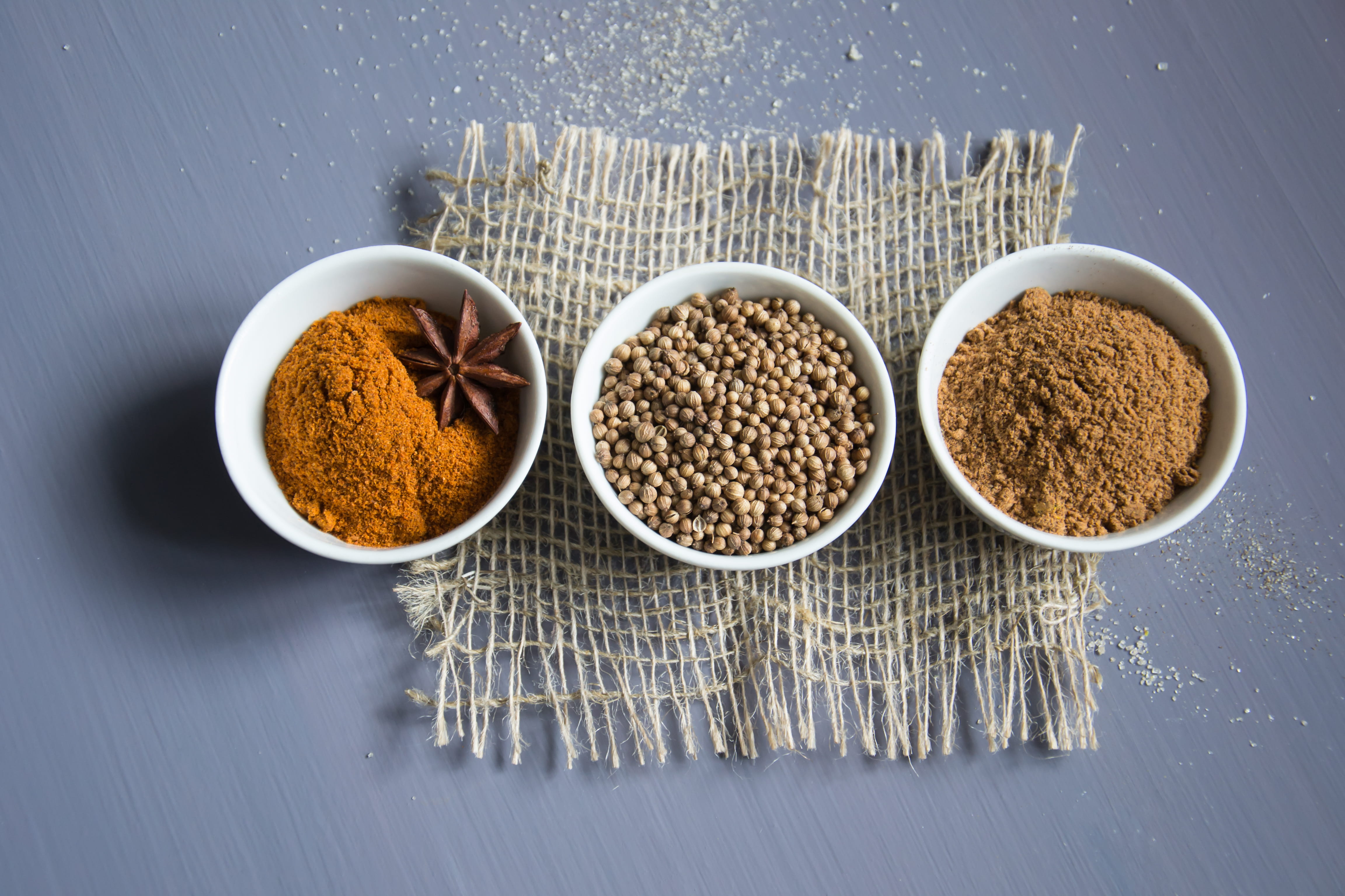 fragrant, herbs, wood - material, three, aroma, hot, curry, relish, table, freshness, ingredient, herb, black peppercorn, high angle view, aromatic, raw food, HD Wallpaper
