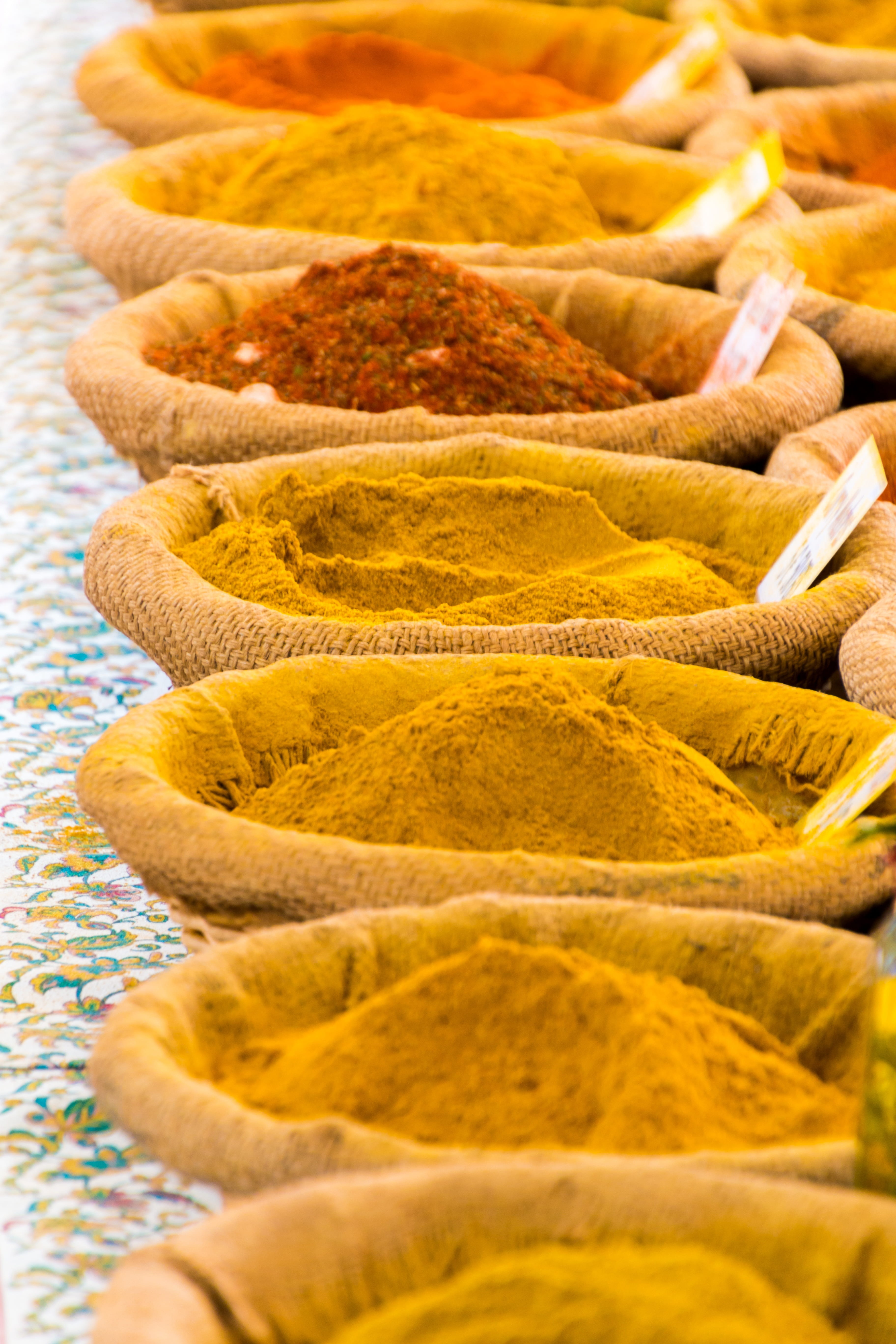 sale, spice, spices, curry, asian food, still life, market stall, paprika, retail, indoors, nutrition, powder, variation, color, pepper, curry powder, close-up, Phone HD Wallpaper