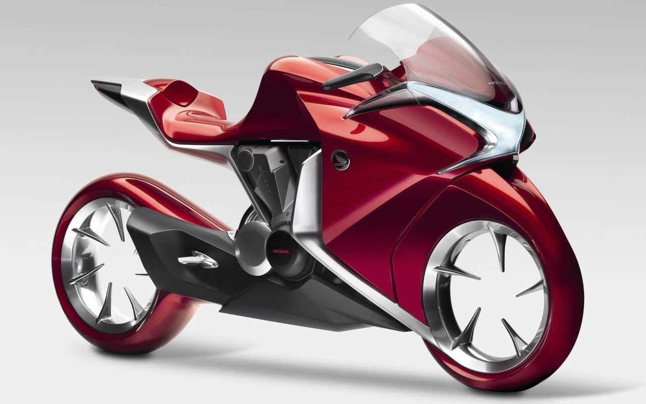720P, bike, silver, concept, black, v, red, honda, sports, HD Wallpaper