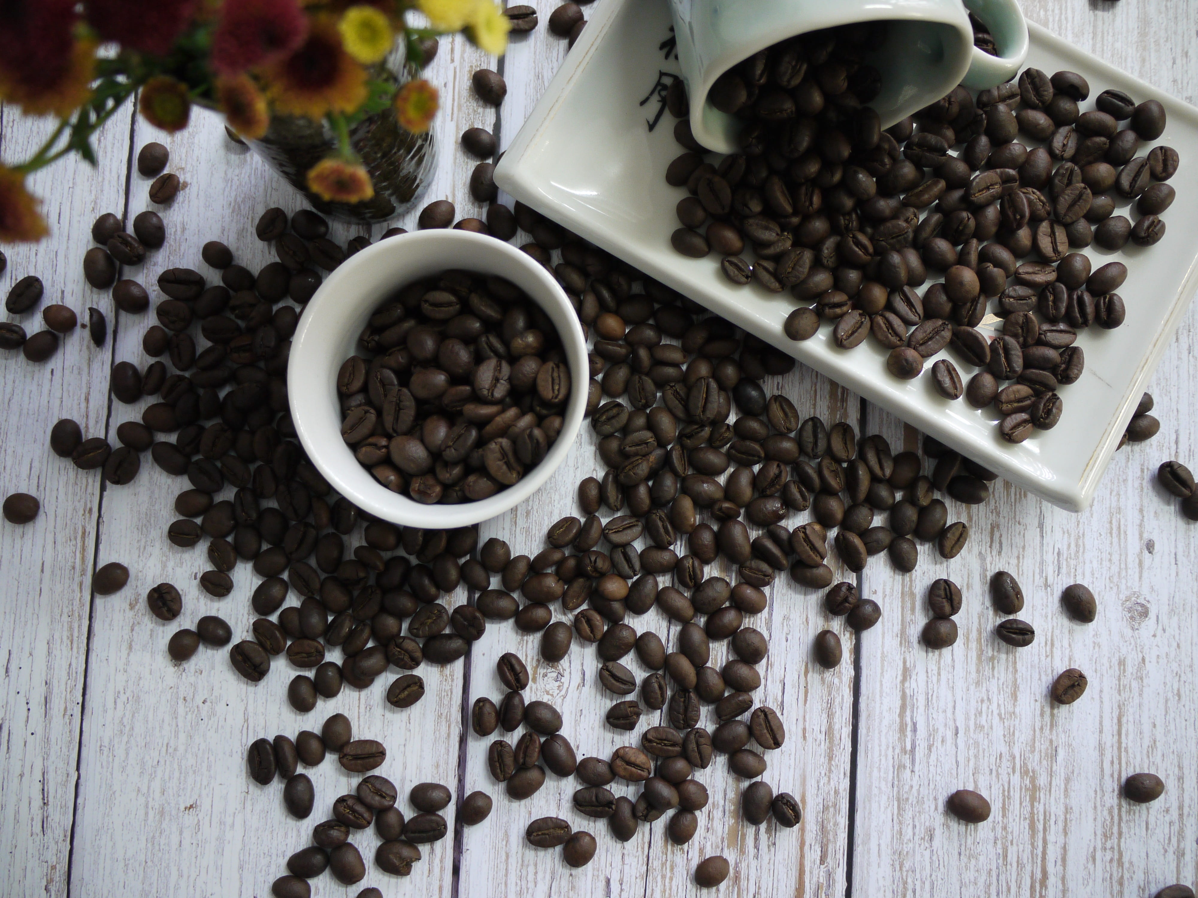 brown, robusta, no people, caffeine, food, kitchen utensil, roasted coffee bean, breakfast, coffee - drink, bowl, cafe, large group of objects, spoon, freshness, HD Wallpaper