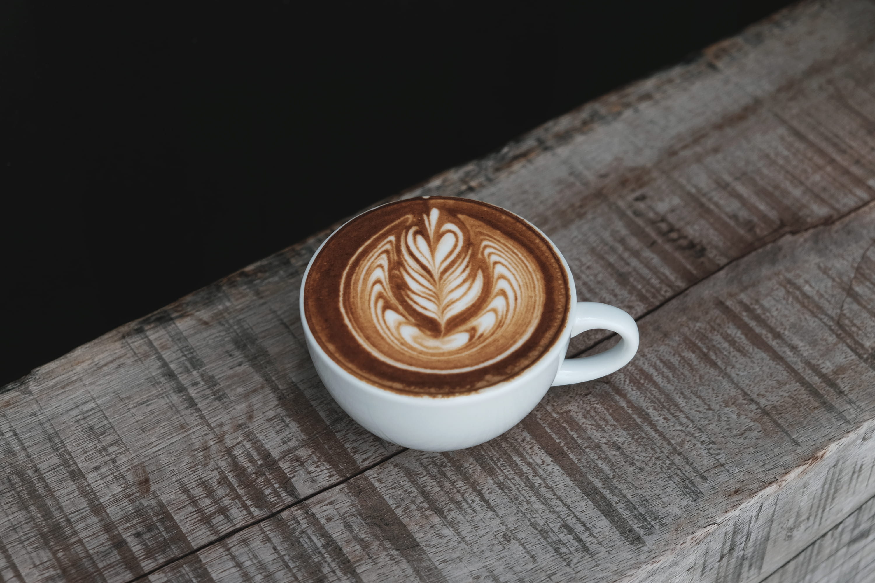 black Color, heat - Temperature, latte Art, espresso, brown, frothy Drink, ceramic, milk, design, cup, close-up, backgrounds, freshness, wood - Material, HD Wallpaper