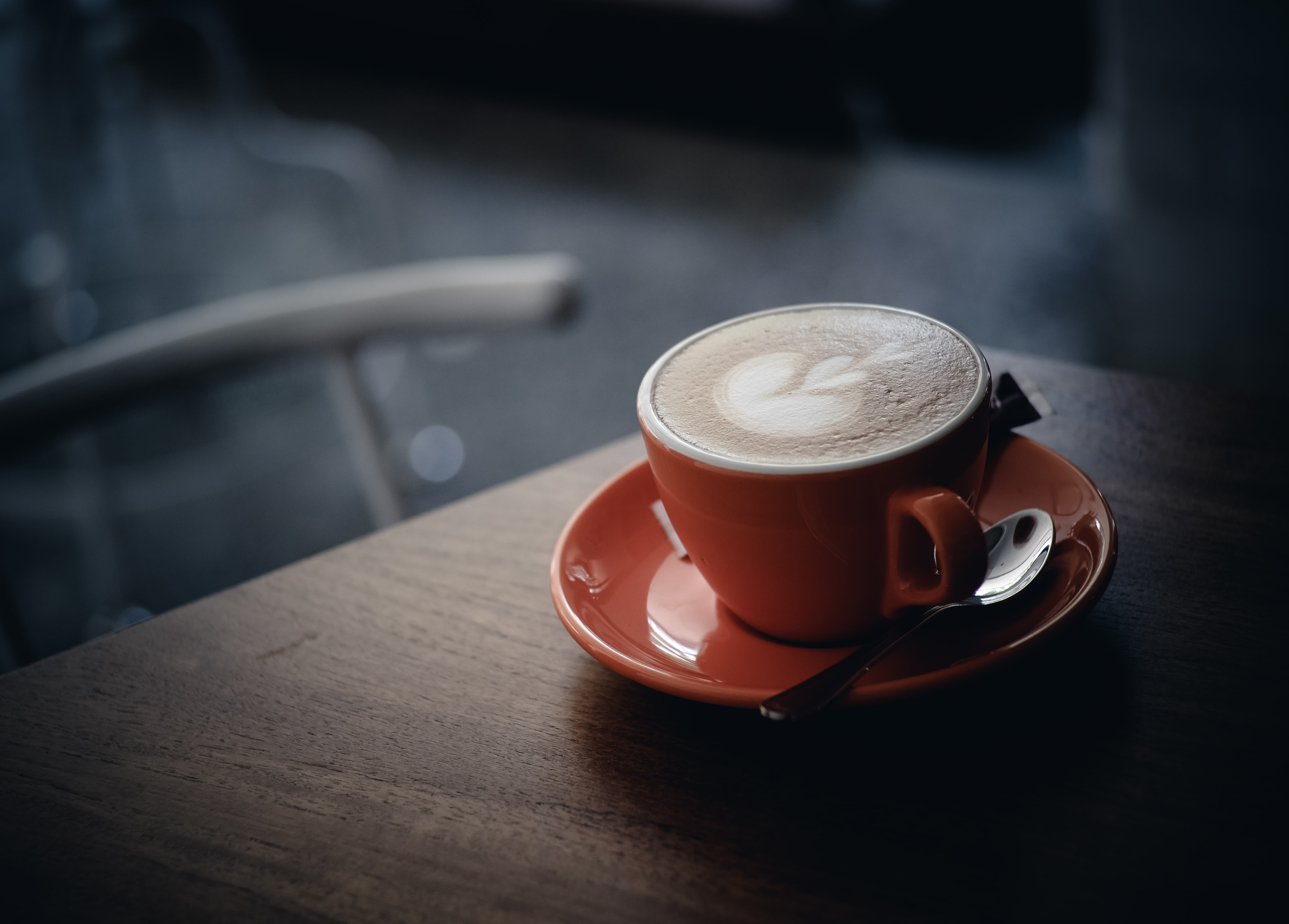 freshness, food and drink, morning, cafe, mocha, focus on foreground, latte, frothy Drink, drink, white, brown, indoors, caffeine, crockery, still life, HD Wallpaper
