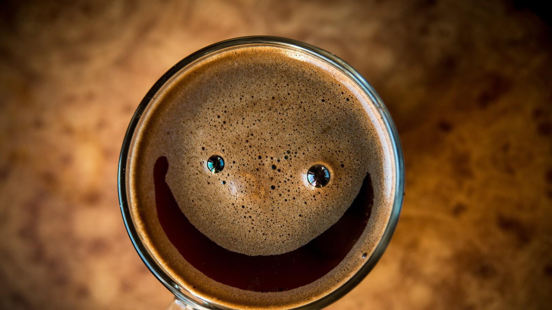 1080P, glass, foam, funny, coffee, smile, HD Wallpaper