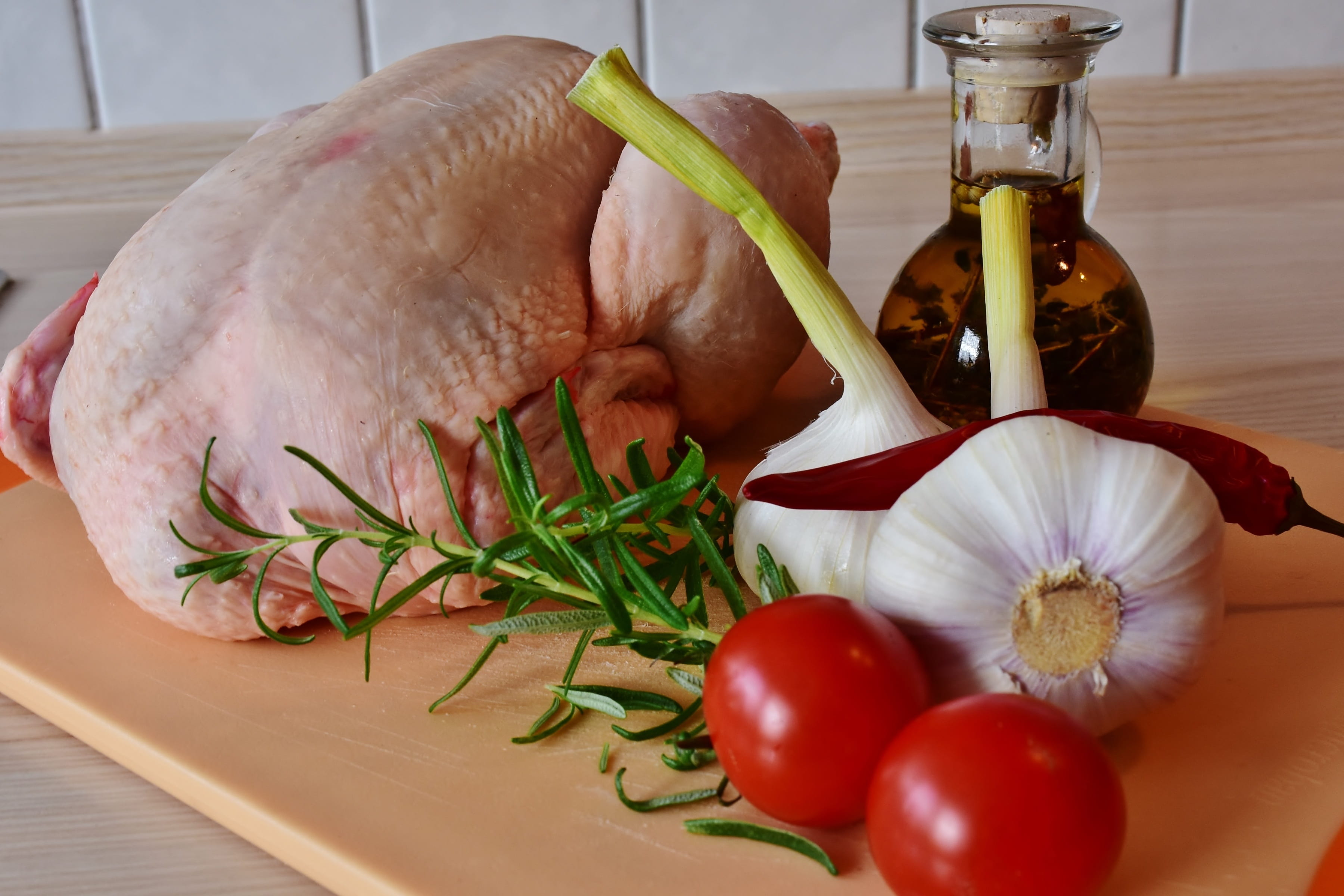 raw, raw food, ingredient, cutting board, food and drink, no people, freshness, rosemary, eat, table, board, pepper, dine, chicken, cruet, beside, healthy eating, HD Wallpaper