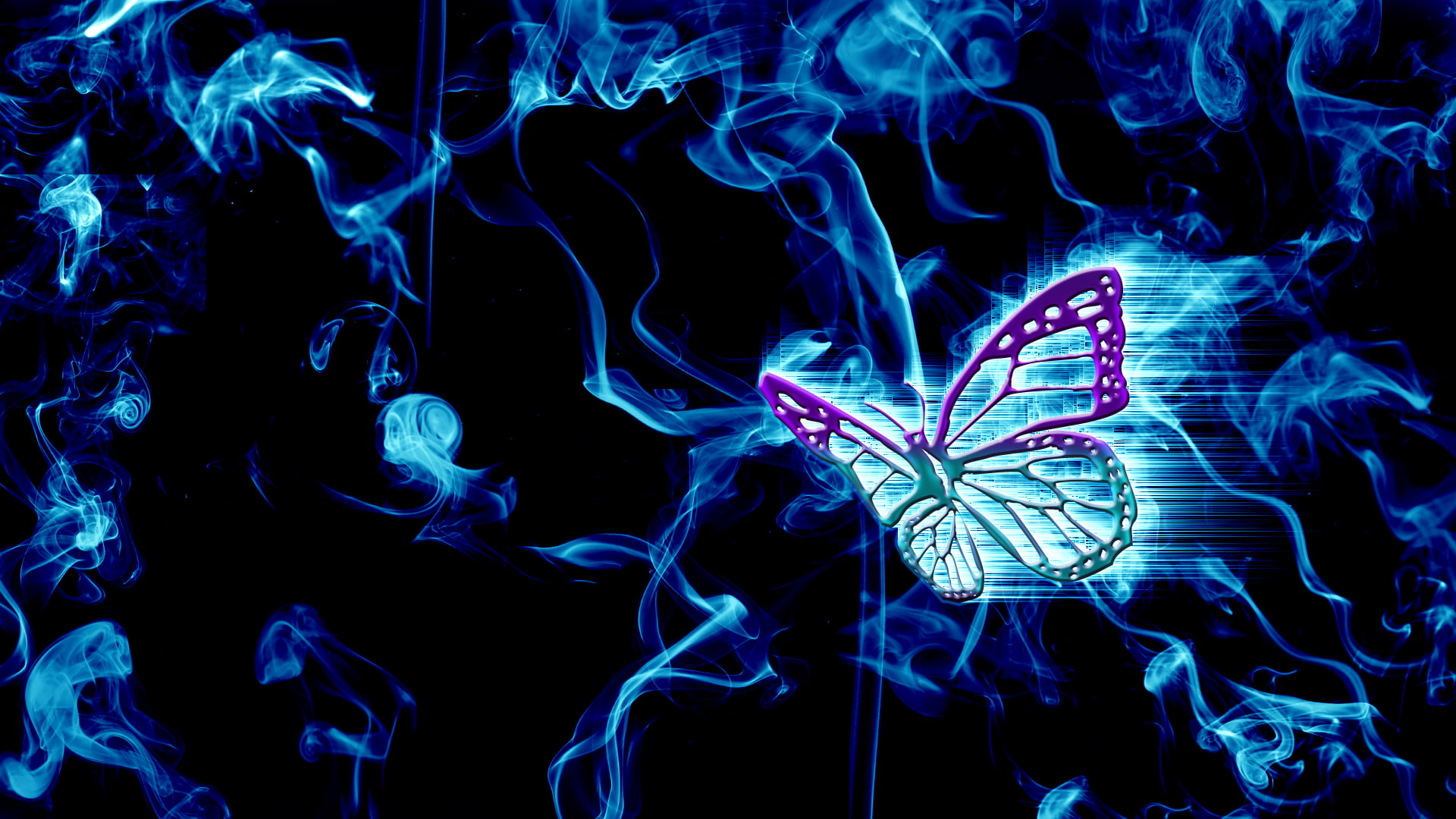 smoke - physical structure, pattern, purple, abstract, digital composite, digital, close-up, swirl, mixing, blue, studio shot, digital art, 1080P, HD Wallpaper