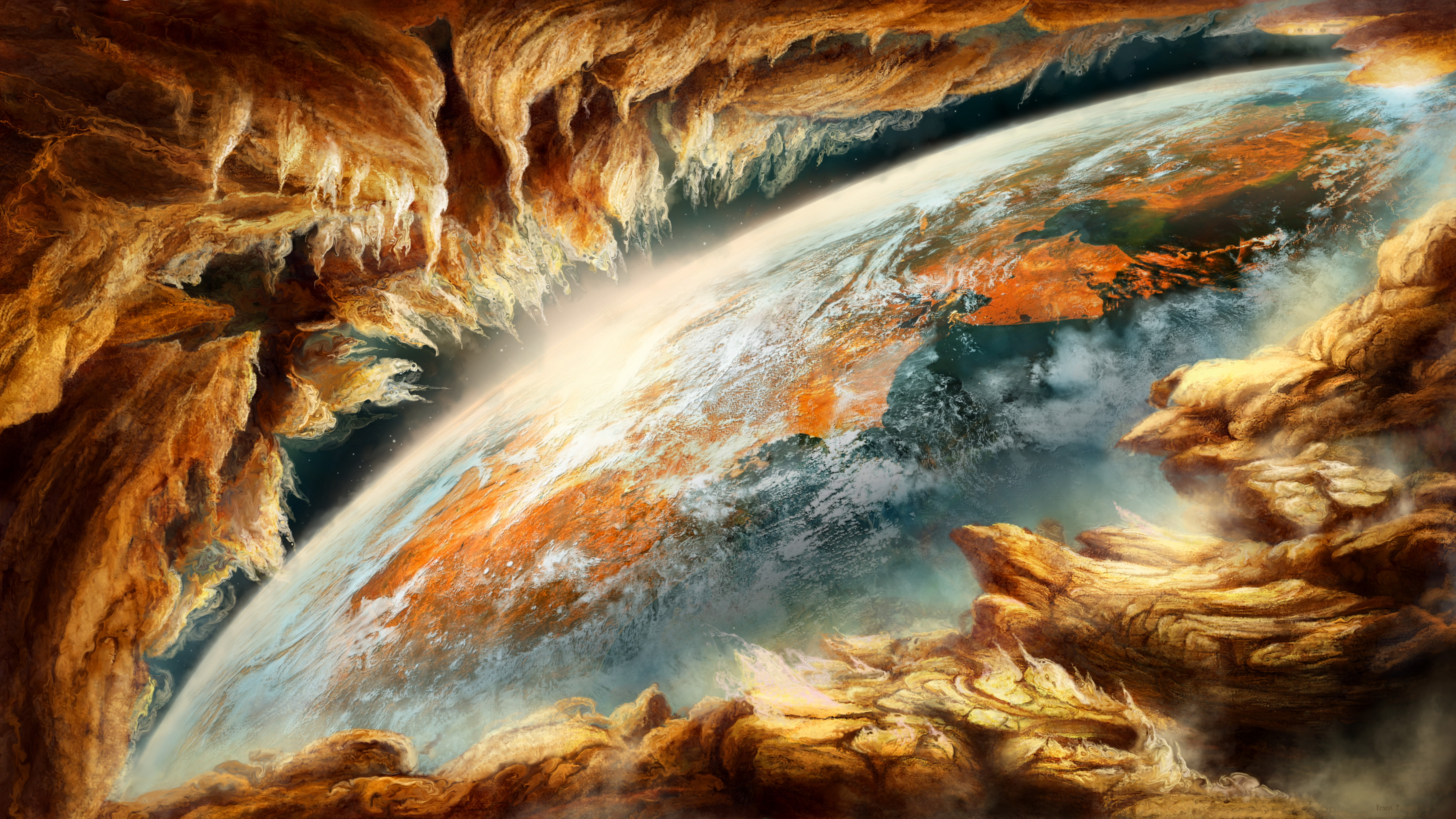 8K, art, 8k uhd, artwork, fantasy art, planet, earth, artistic, space art, HD Wallpaper