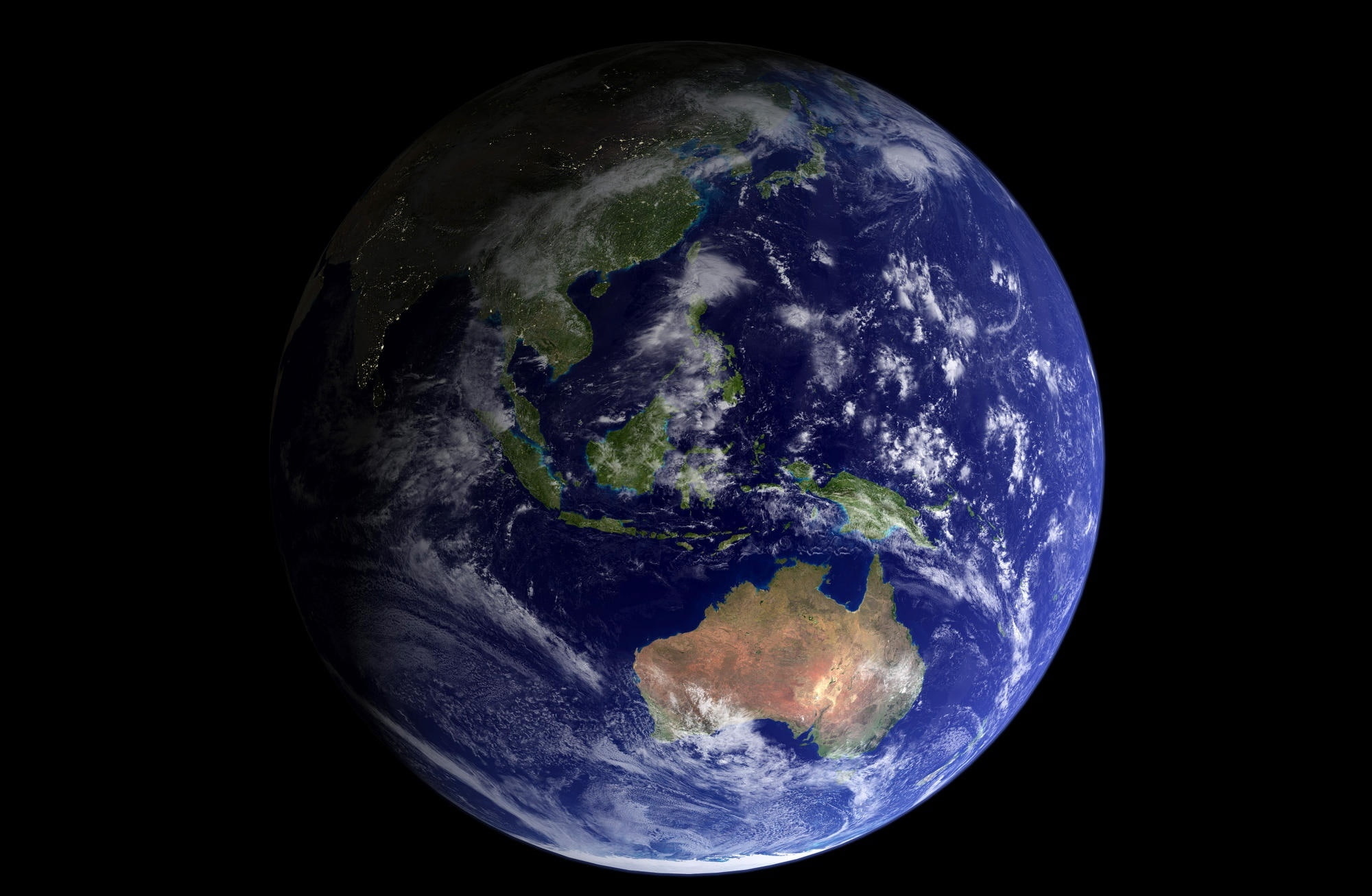 sea, nature, City, Space, planet - space, sphere, studio shot, no people, Lights, circle, astronomy, 1080P, satellite view, planet earth, night, black background, HD Wallpaper