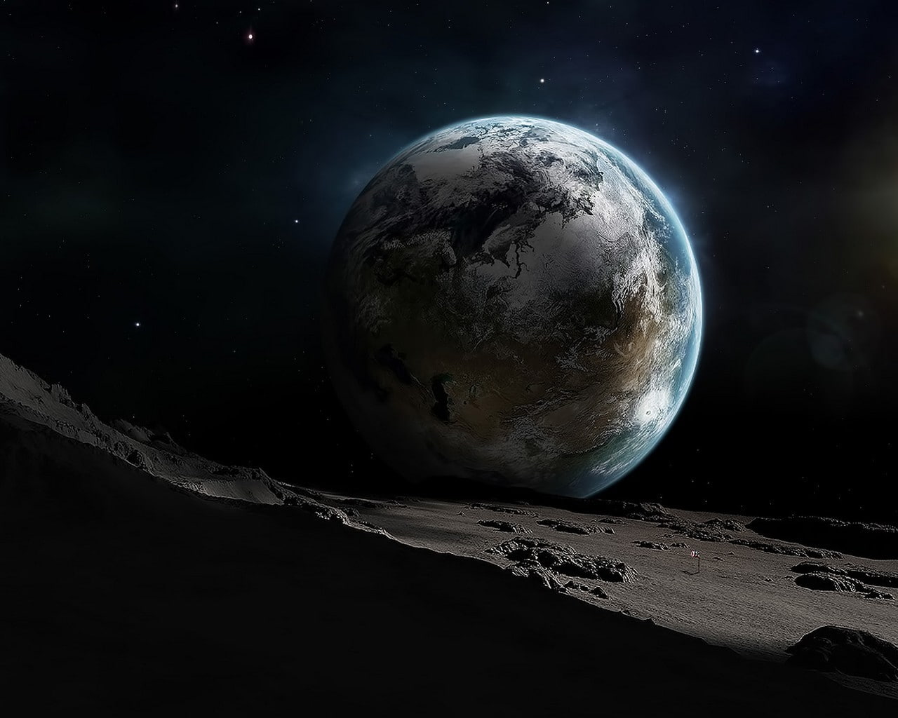 outer, moons, 720P, Moon, marble, blue, space, earth, outer space, hd, x, art, HD Wallpaper