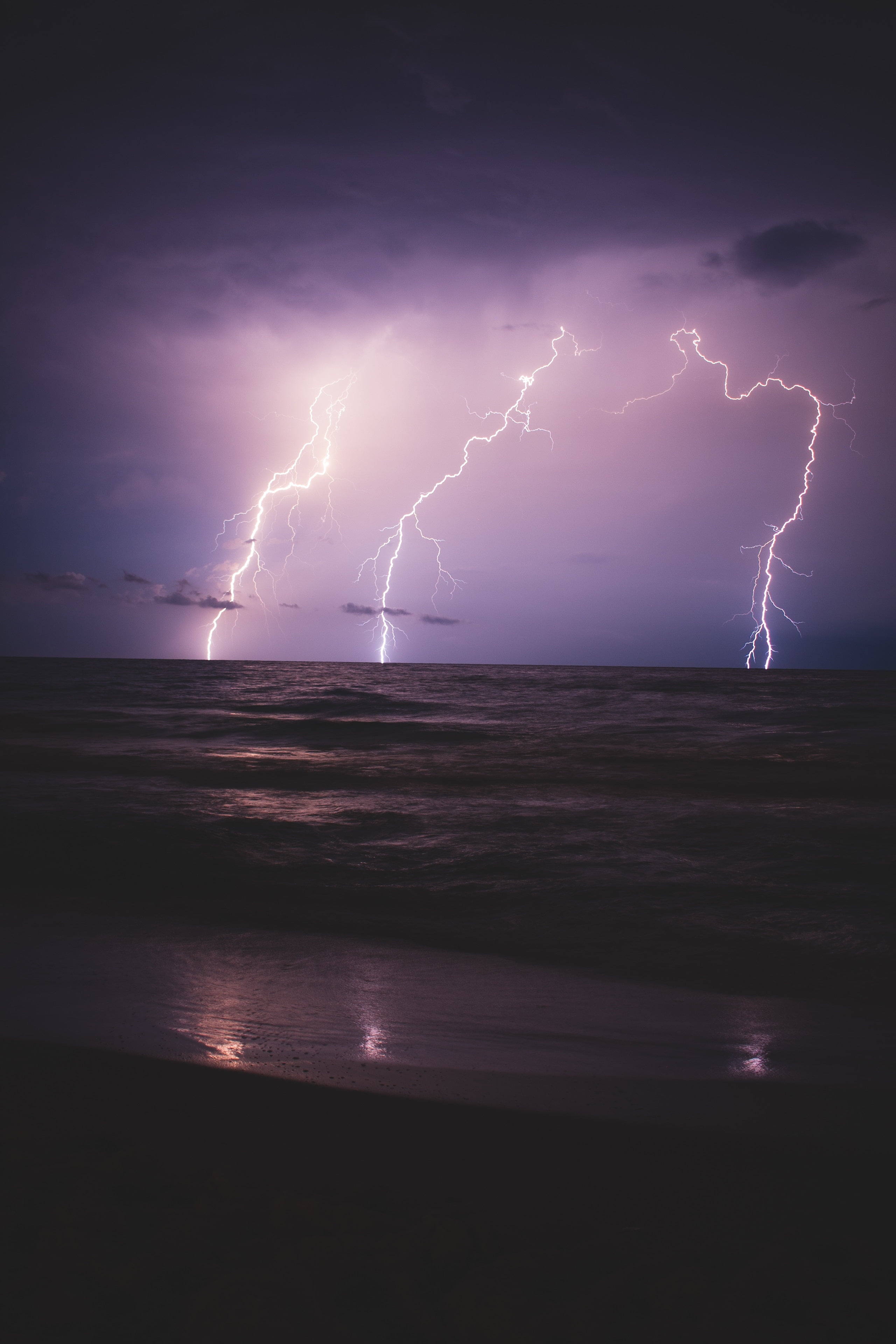 no People, scenics - nature, global Warming, warning sign, lightning, outdoors, forked lightning, horizon over water, danger, summer, power, Phone HD Wallpaper