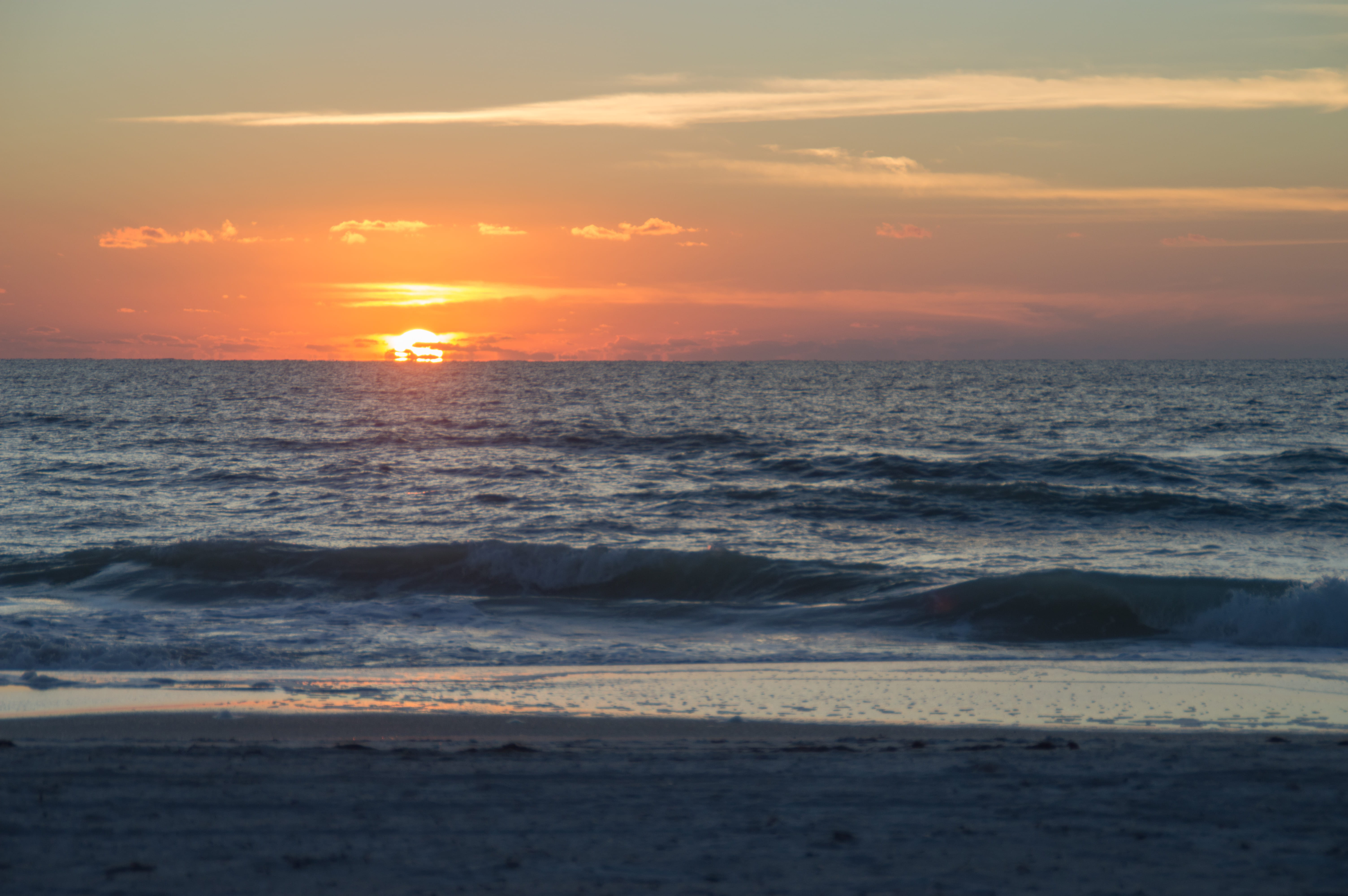 idyllic, beach, sun, land, flowing water, beauty in nature, water, 5K, sunset, gulf of mexico, motion, outdoors, sky, tranquility, horizon over water, HD Wallpaper