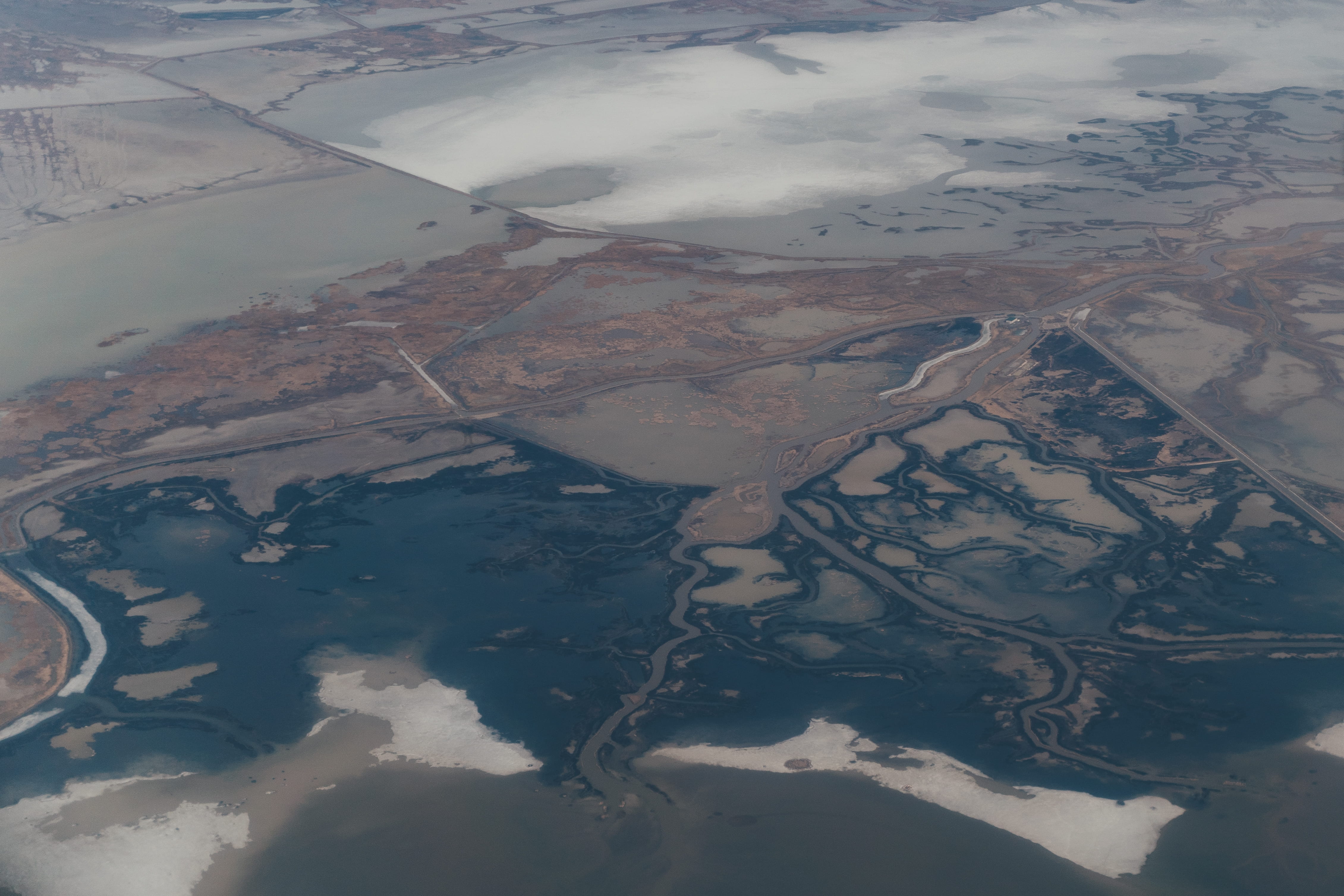 non-urban scene, landscape, sea, beauty in nature, photo, environment, scenics - nature, view from plane, nature, tranquil scene, 4K, united states, winter, HD Wallpaper