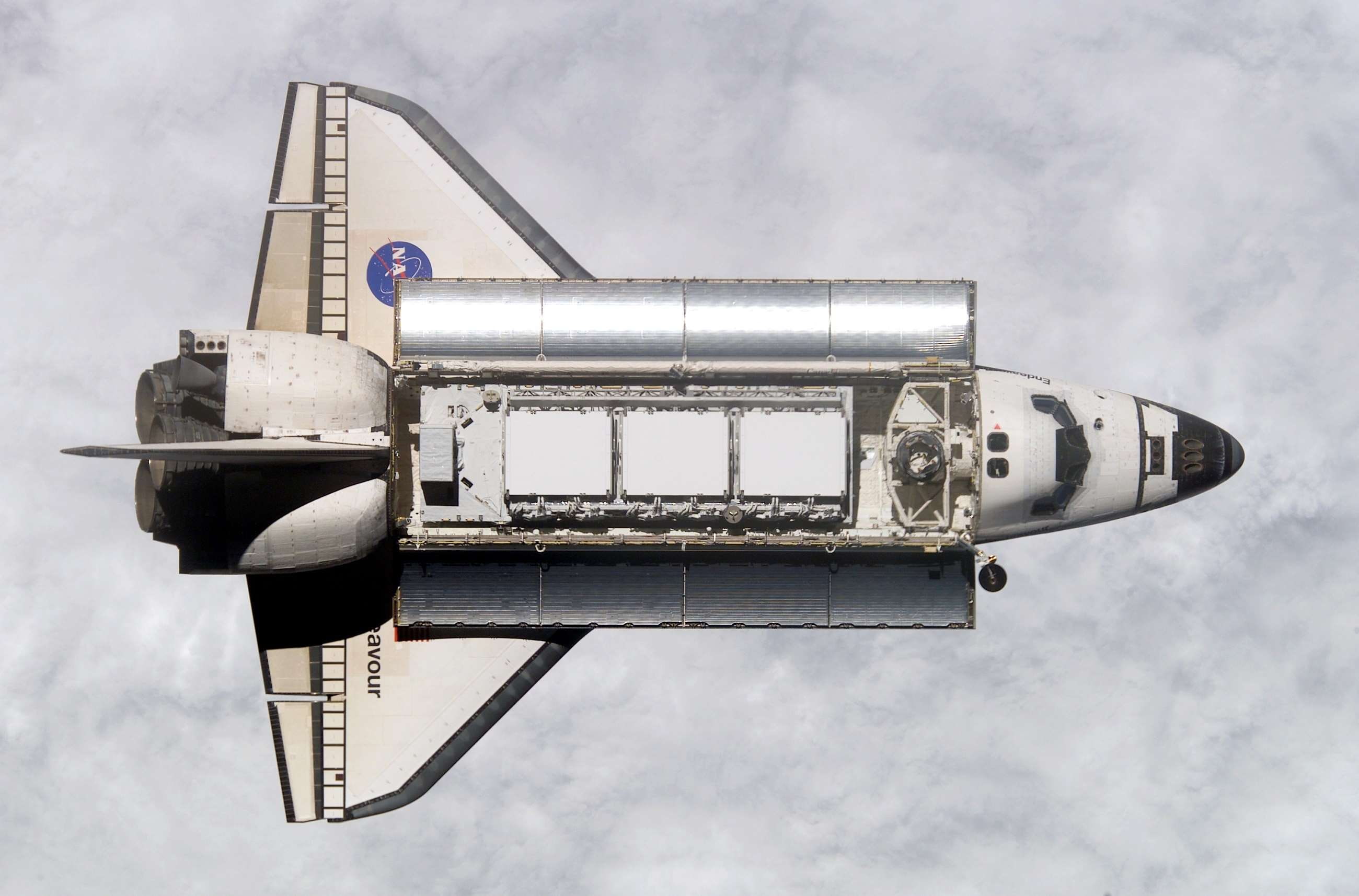 above, 2K, delivery, sky, endeavour, vehicle, international space station, cloud - sky, pipe - tube, earth, flying, transportation, astronaut, exploration, HD Wallpaper