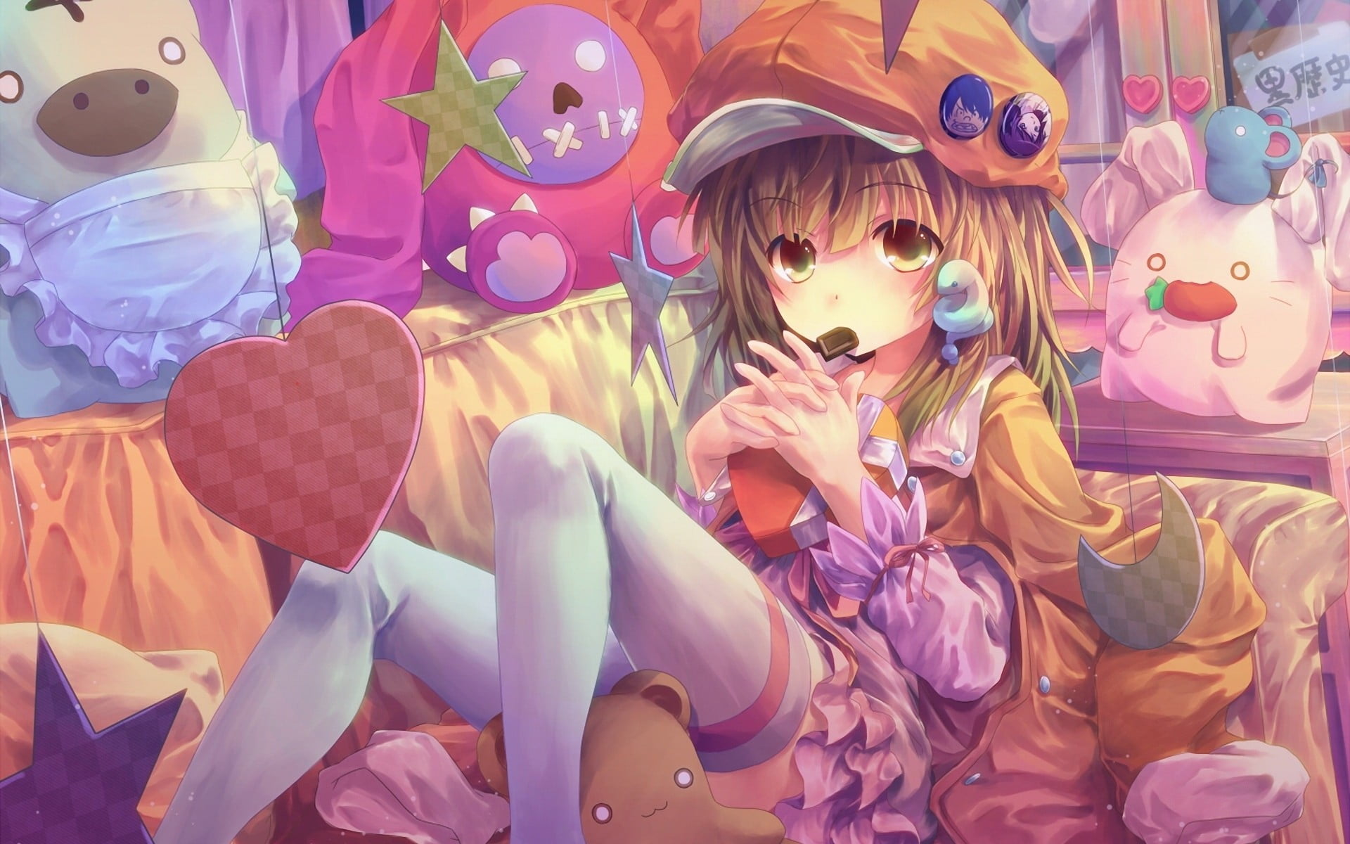mask, celebration, multi colored, toy, anime girls, Monogatari Series, choice, retail, high angle view, carnival - celebration event, indoors, day, carnival, HD Wallpaper