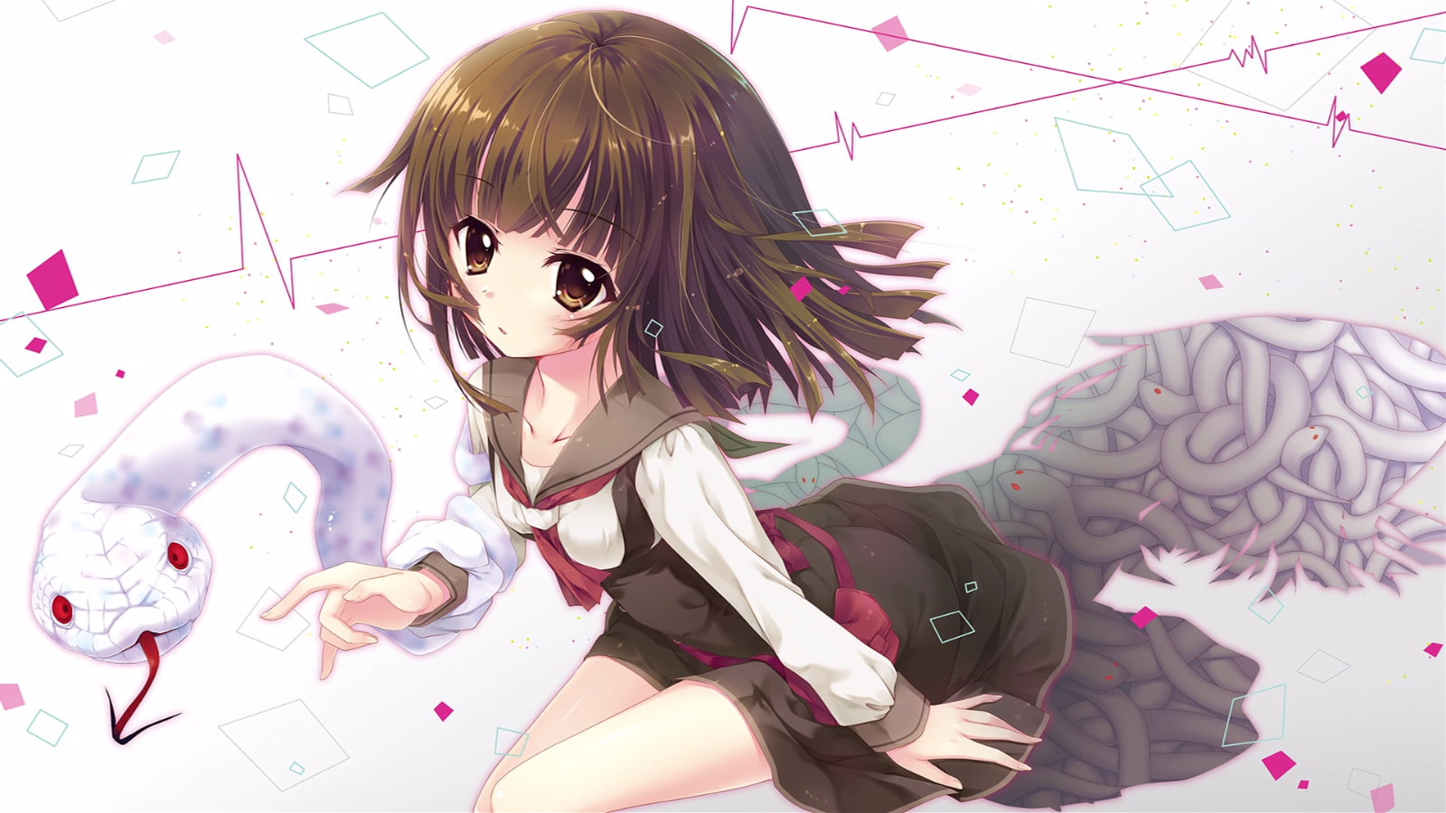 720P, anime girls, snake, Monogatari Series, anime, Sengoku Nadeko, HD Wallpaper