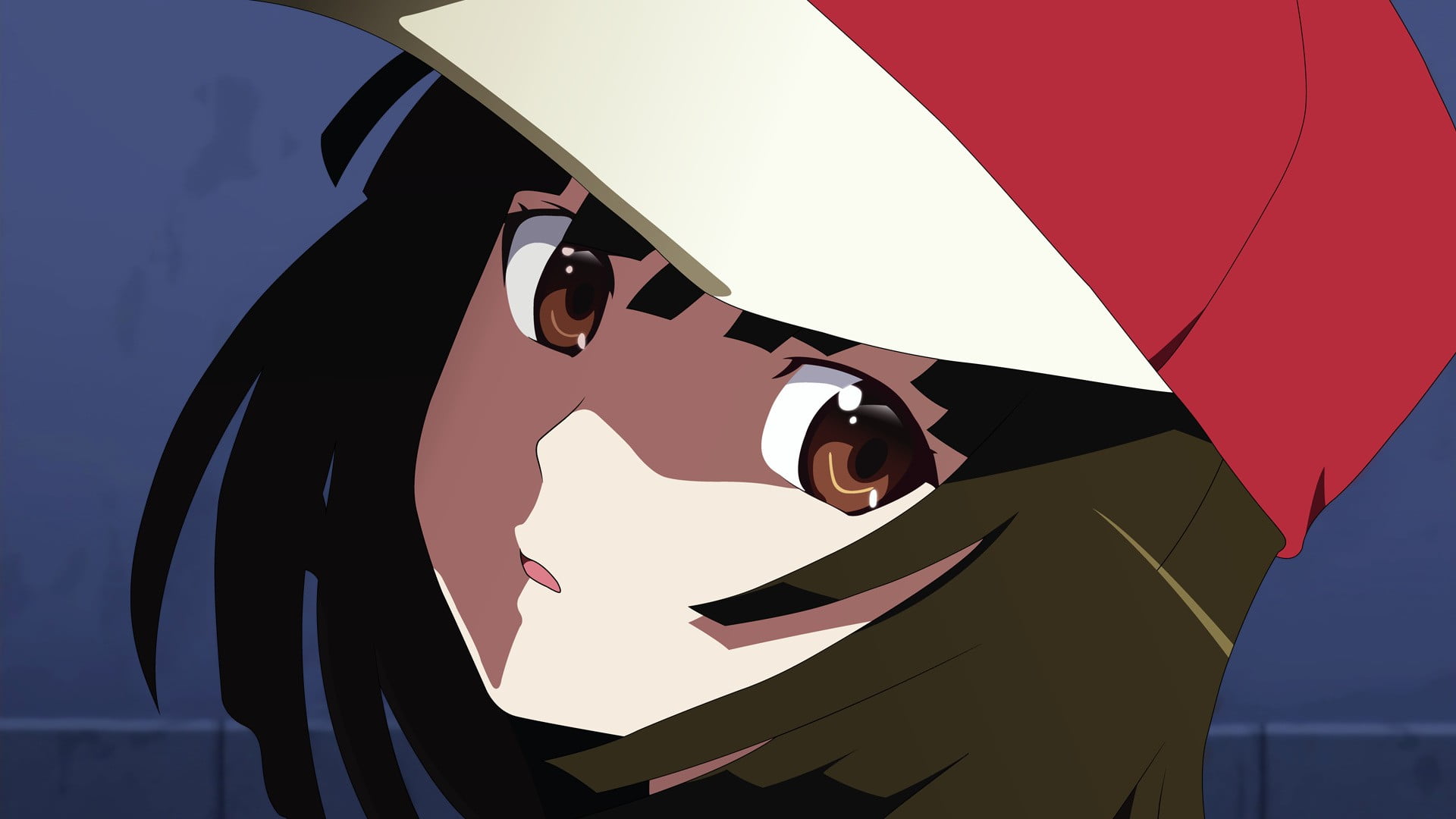 sunlight, umbrella, studio shot, red, 1080P, Sengoku Nadeko, still life, anime, sky, anime girls, protection, day, indoors, shadow, no people, record, HD Wallpaper