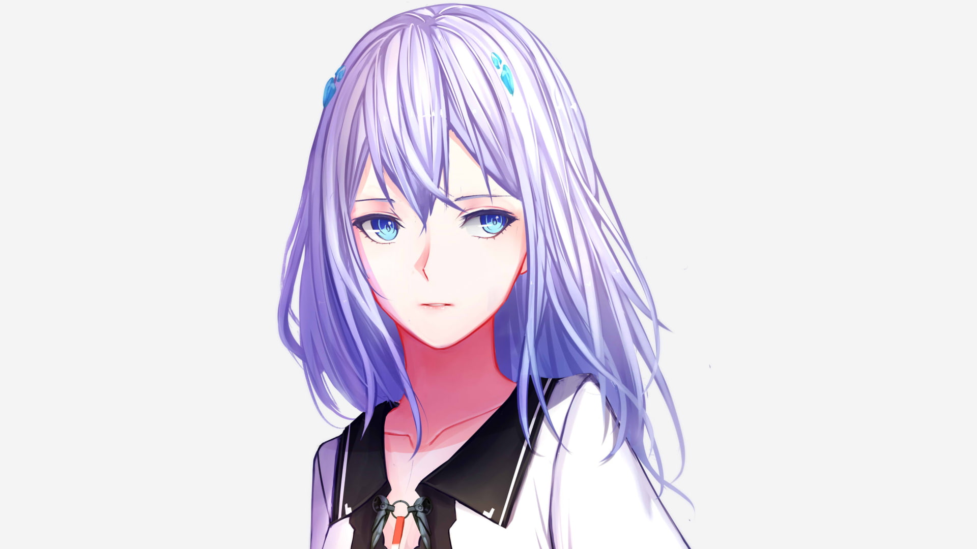 anime girls, white hair, one person, bangs, hairstyle, young adult, front view, anime, beautiful woman, lifestyles, dyed hair, human face, portrait, copy space, HD Wallpaper