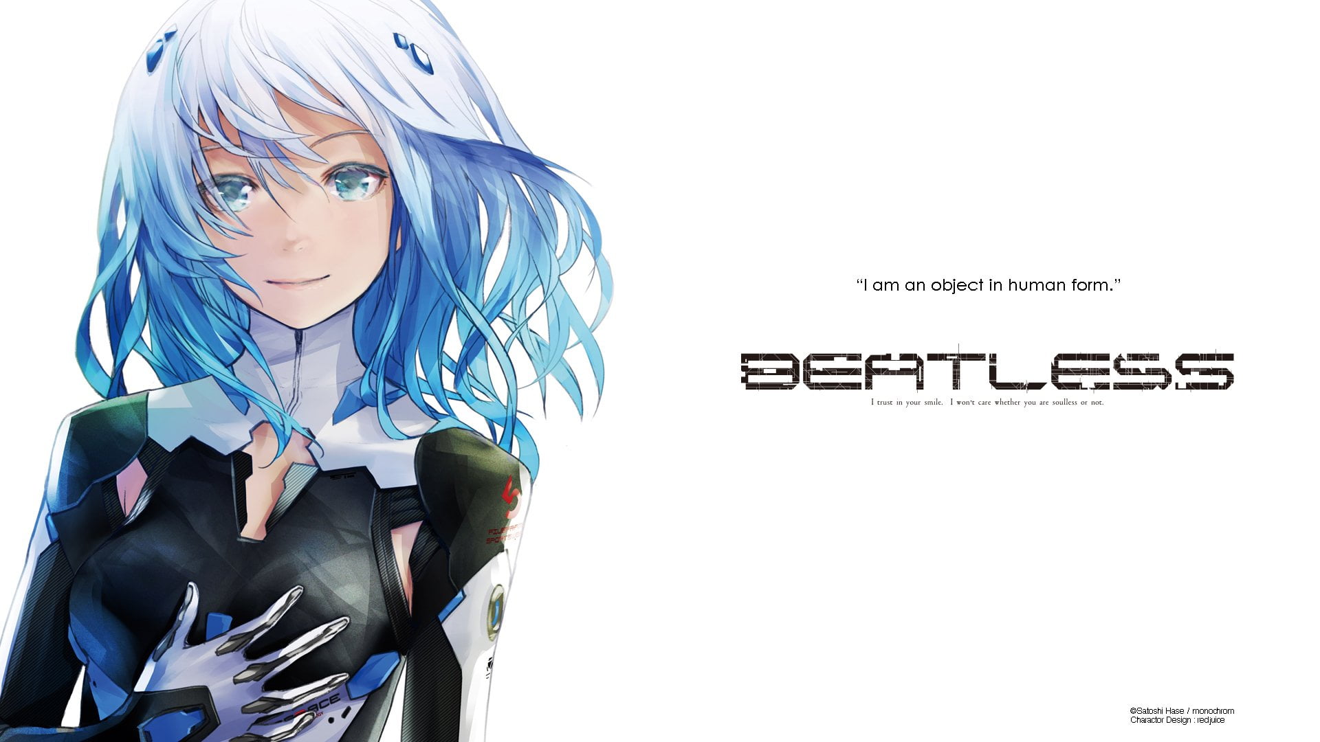 holding, close-up, Beatless, copy space, cut out, Anime, communication, front view, looking, text, blue, human face, lifestyles, white background, females, HD Wallpaper