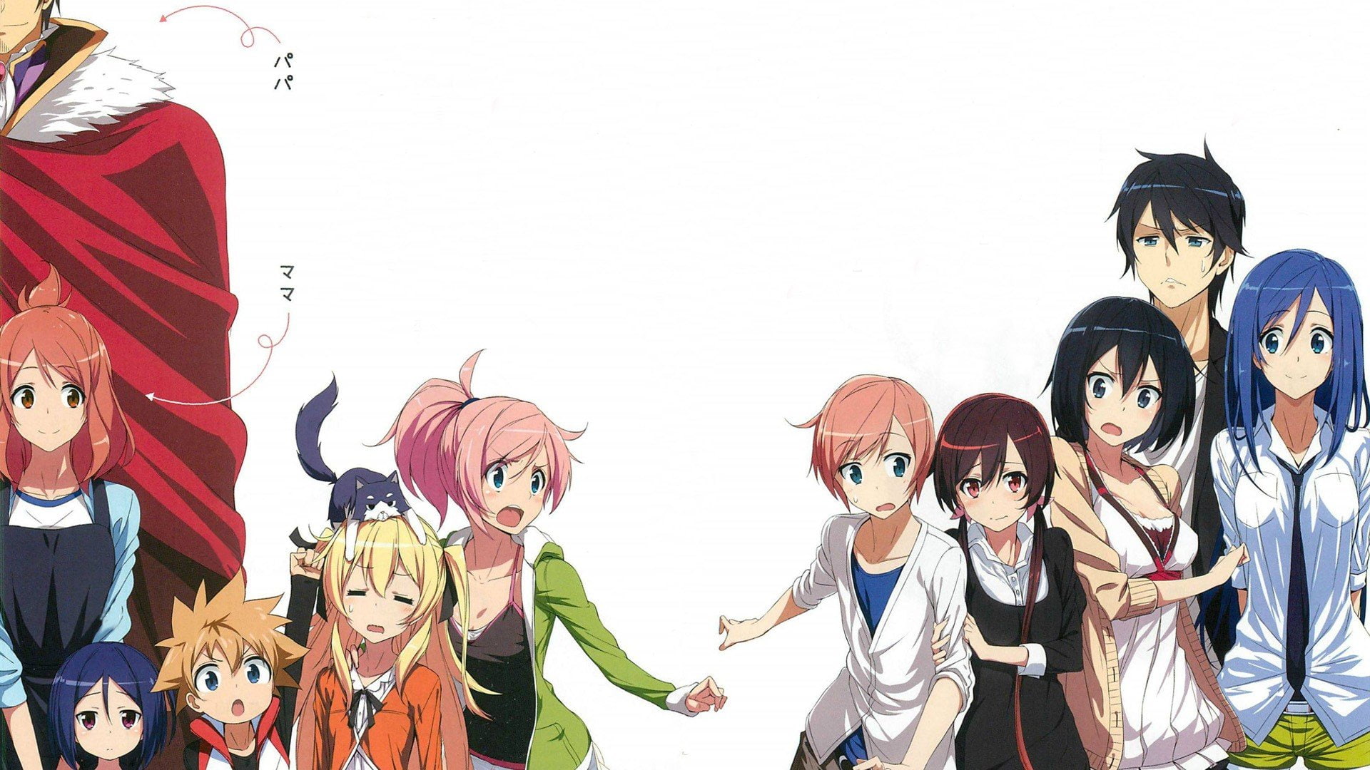 Anime Girls, Sakurada Misaki, Sakurada Kanade, Joukamachi no Dandelion, Sakurada Haruka, Sakurada Hikari, Sakurada Shuu, 1080P, Tsunemori Akane, Sakuraba, HD Wallpaper