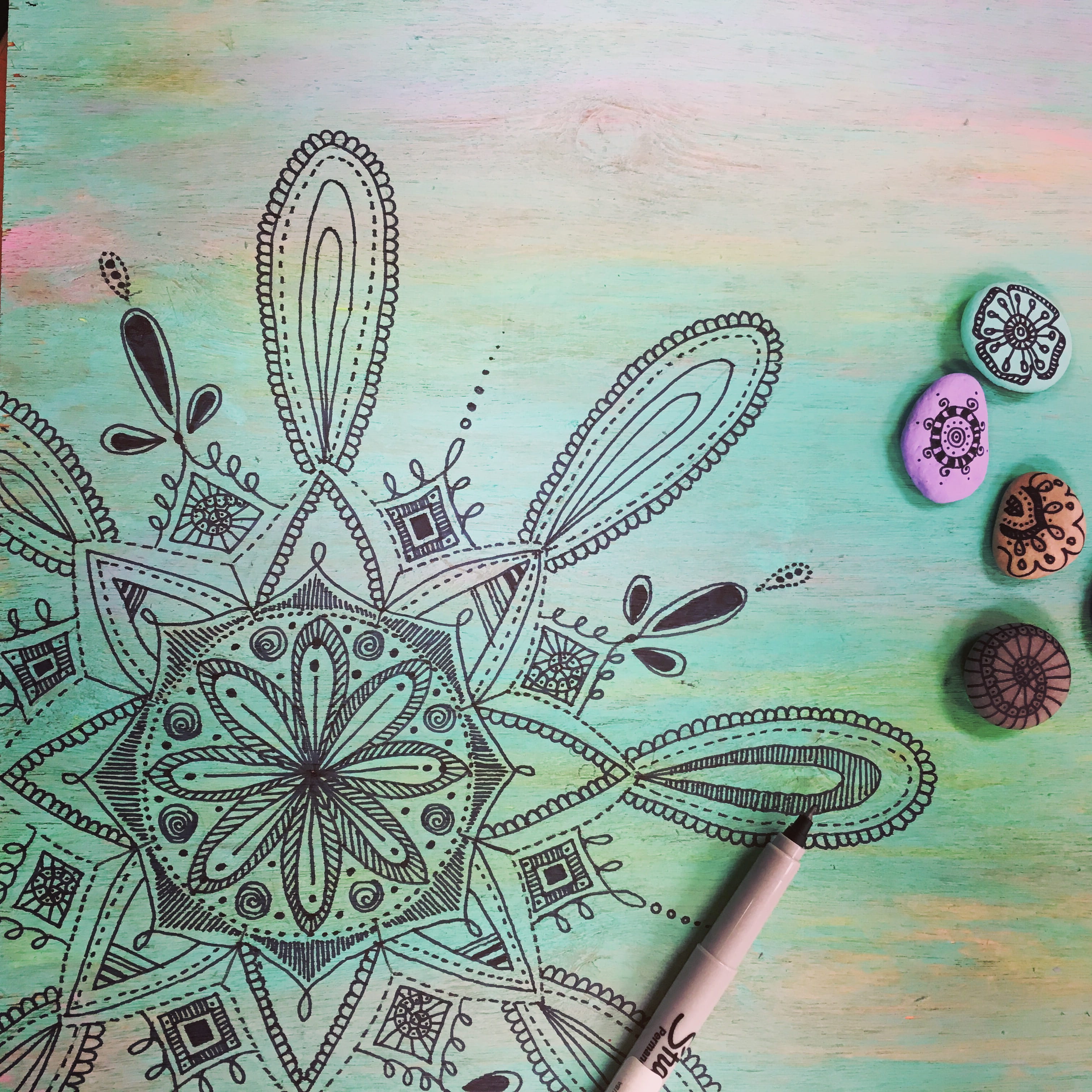 high angle view, indoors, finance, floral pattern, doodling, craft, creativity, pens, close-up, still life, green color, making money, backgrounds, paper, Phone HD Wallpaper