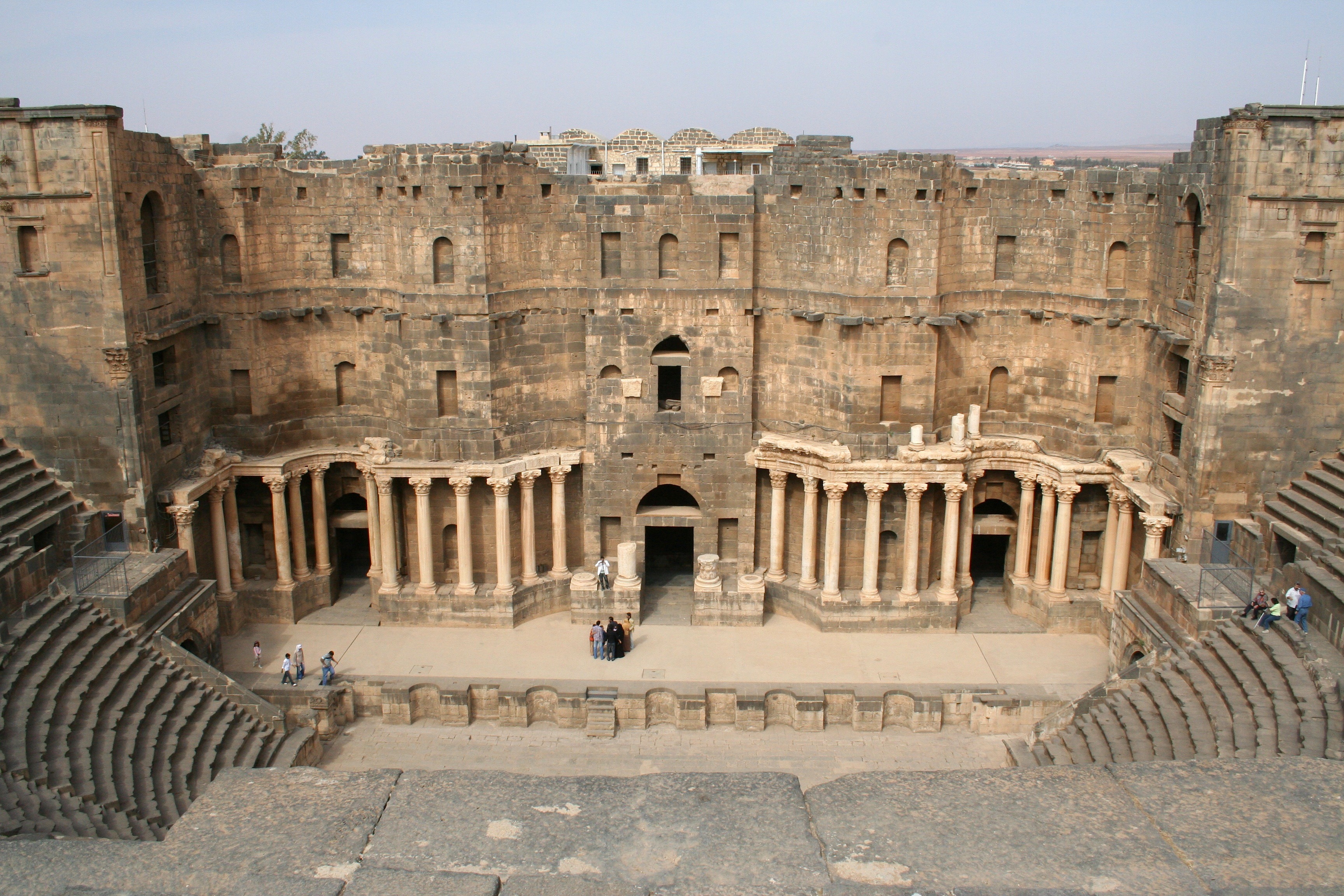 day, cultures, bosra, building exterior, ancient civilization, historical, outside, history, travel, sky, gray, tourism, ruins, arts culture and entertainment, HD Wallpaper