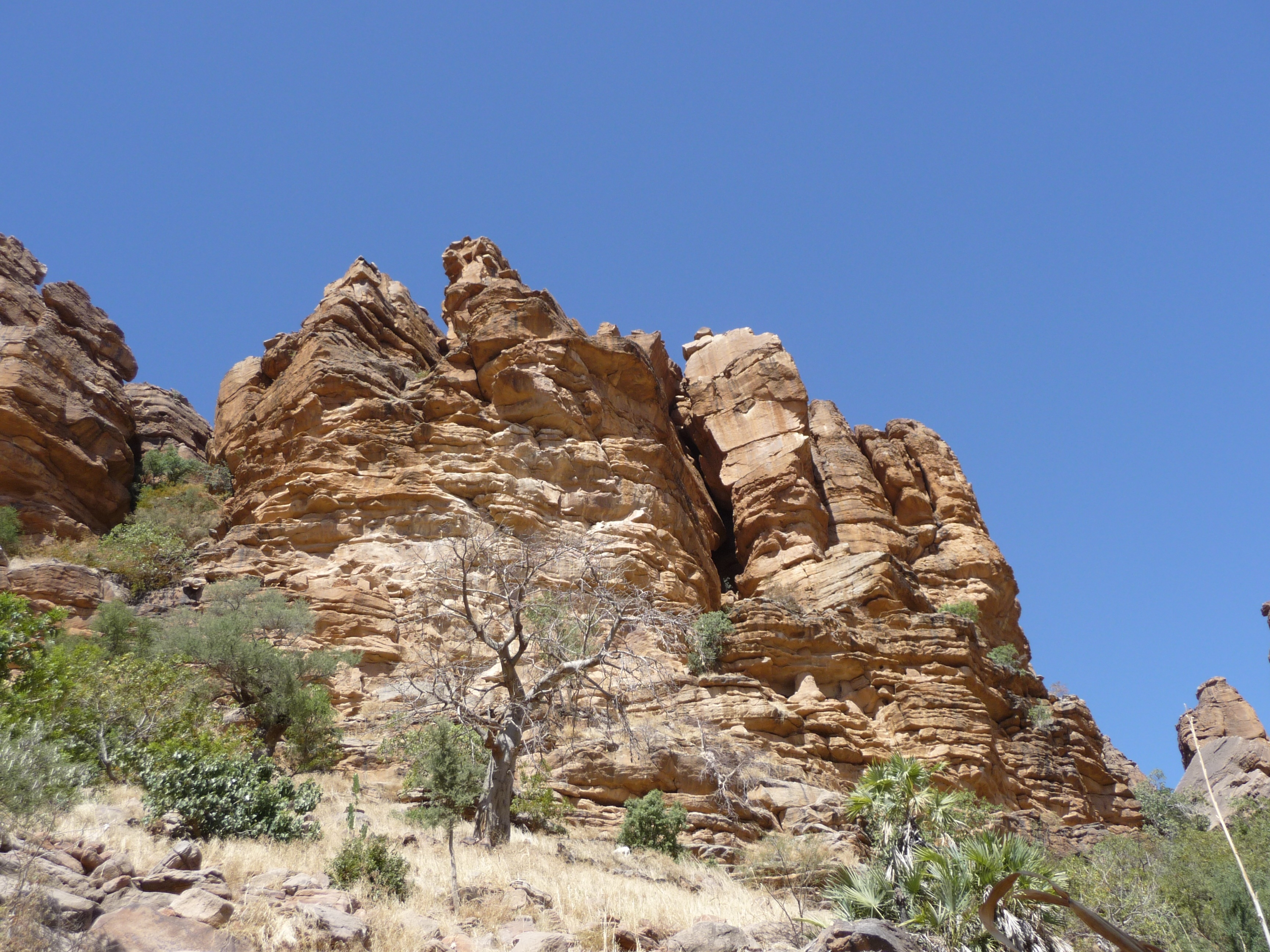 africa, mali, sky, clear sky, geology, low angle view, solid, rock - object, outdoors, tranquility, environment, landscape, beauty in nature, rock formation, HD Wallpaper