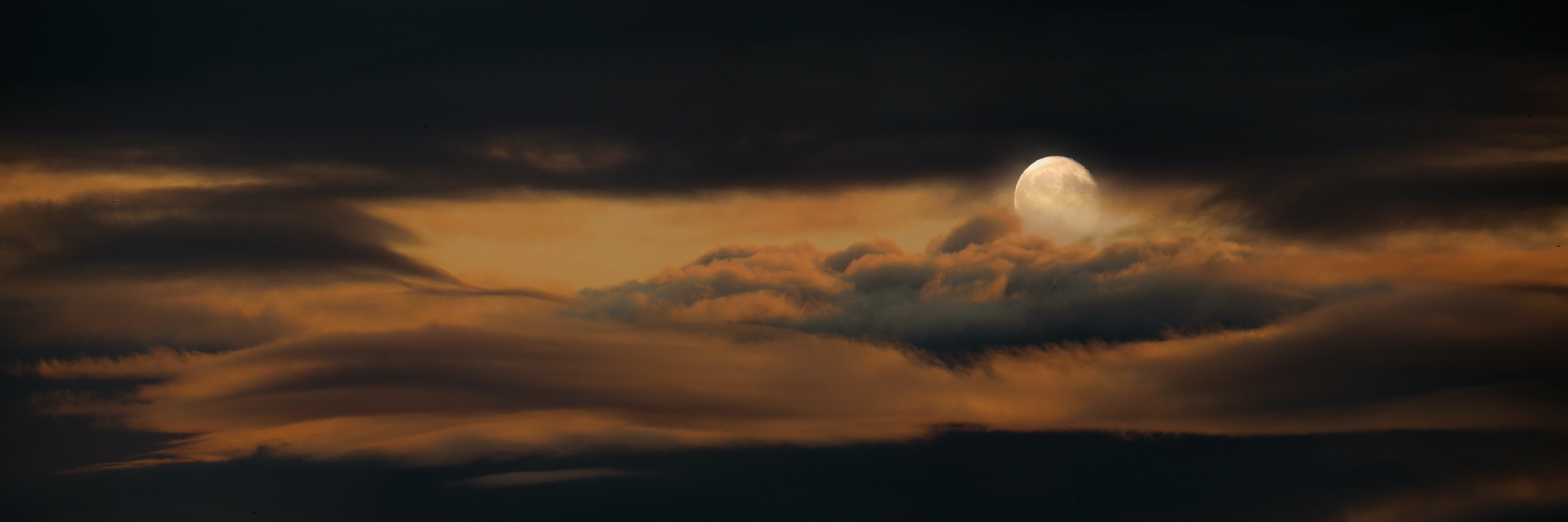 scenics - nature, banner, sky, full moon, space exploration, astronomy, beauty in nature, night, majestic, header, cloud - sky, dusk, space, clouds, no people, HD Wallpaper