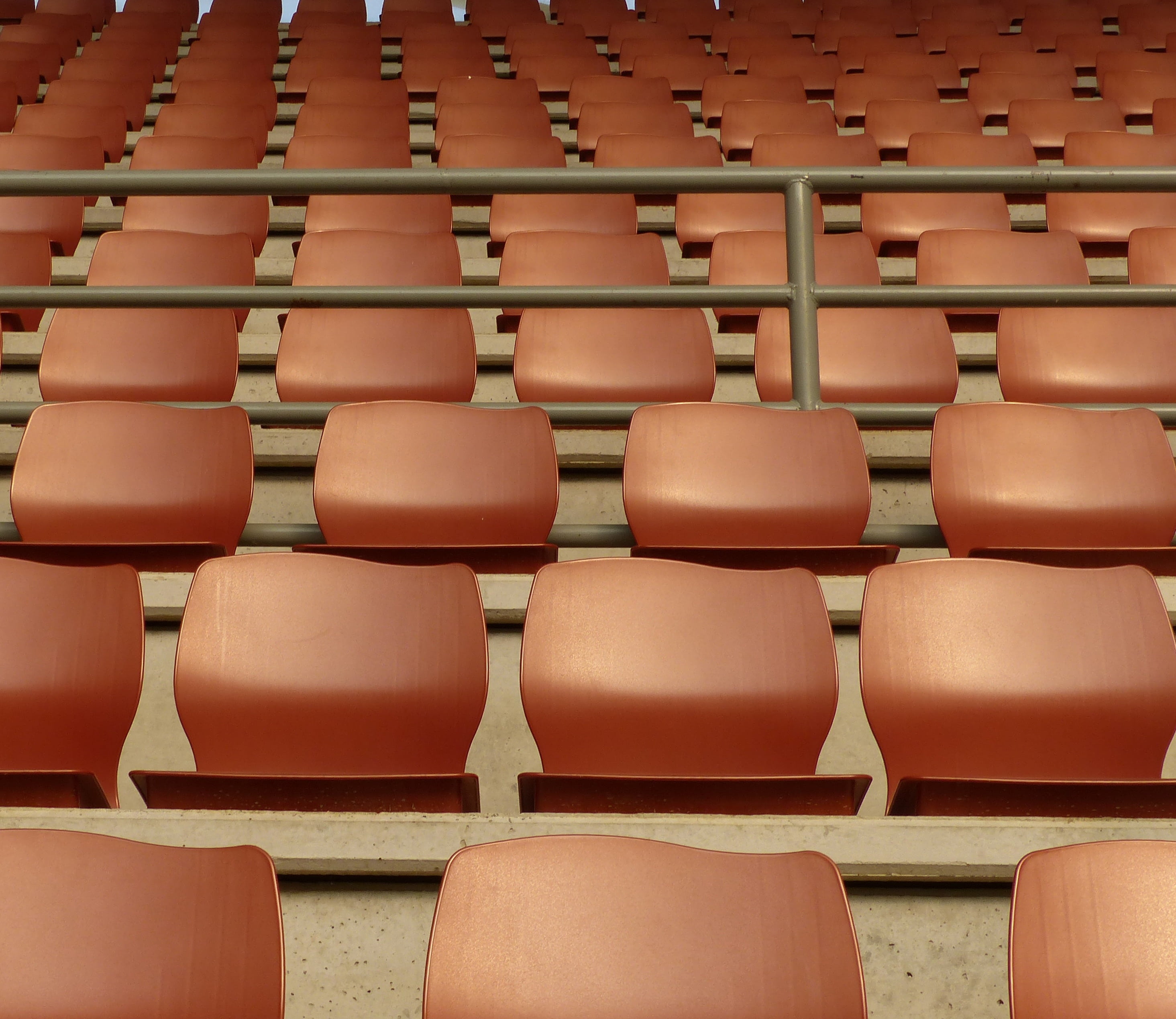 empty, grandstand, auditorium, seat, chair, sport, space, furniture, order, large group of objects, indoors, no people, absence, bucket seats, repetition, HD Wallpaper