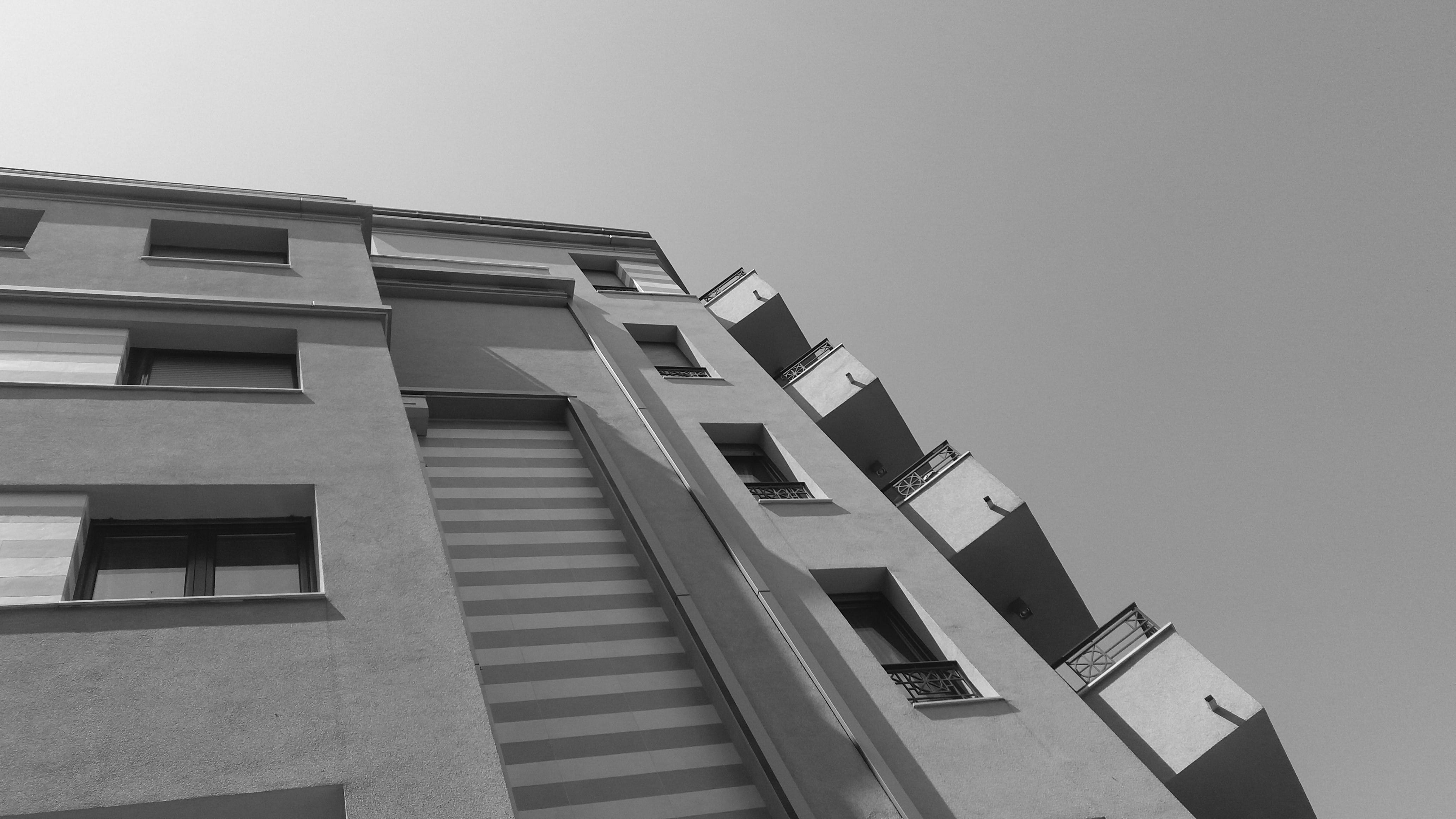 copy space, apartment, bulidings, sky, in a row, belgrade, outdoors, building exterior, housing development, repetition, conformity, blackandwhite, city, HD Wallpaper