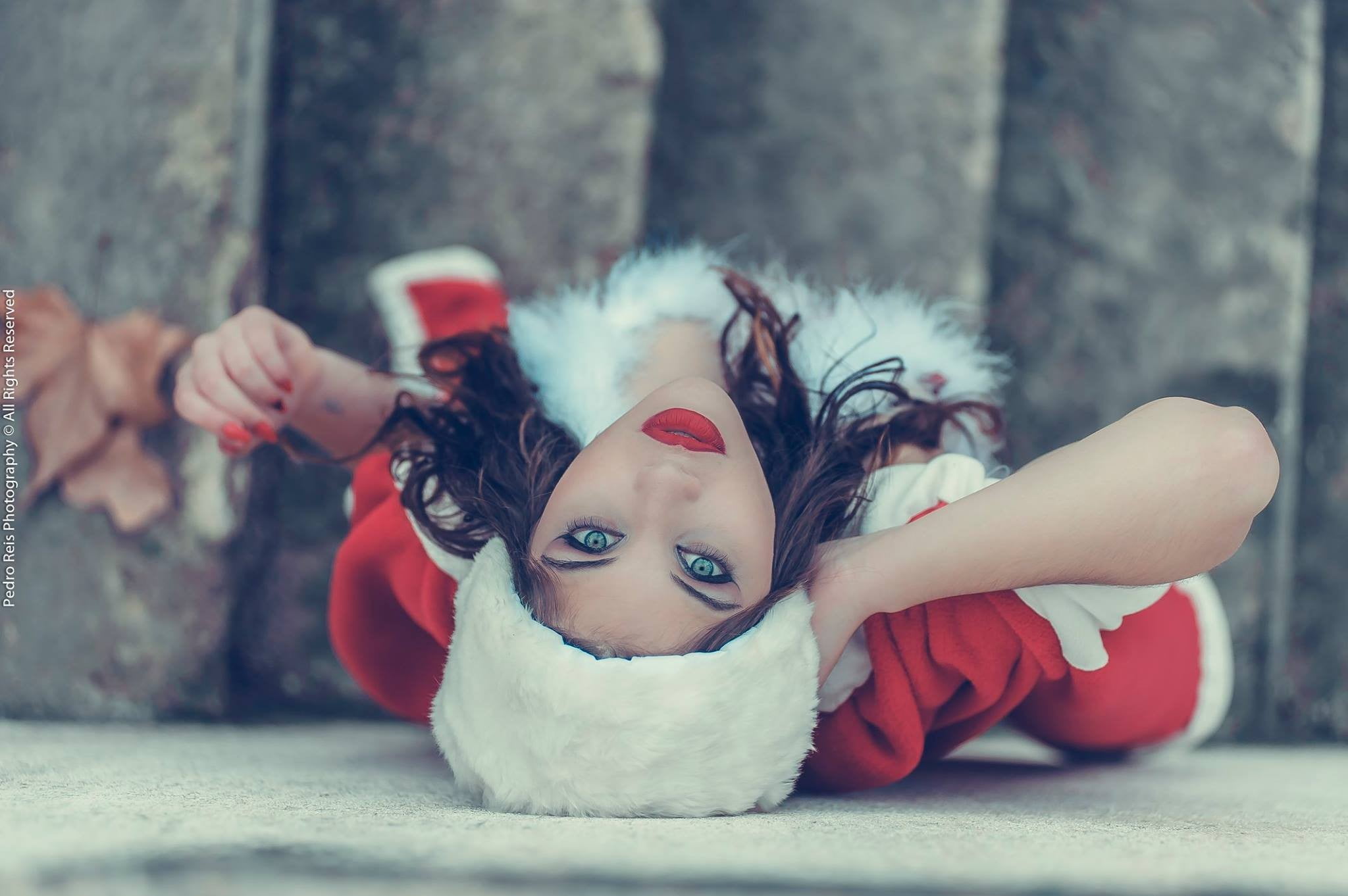 smiling, outdoors, Santa costume, brunette, Santa girl, young women, leisure activity, women outdoors, looking at camera, 1080P, women, headshot, front view, HD Wallpaper