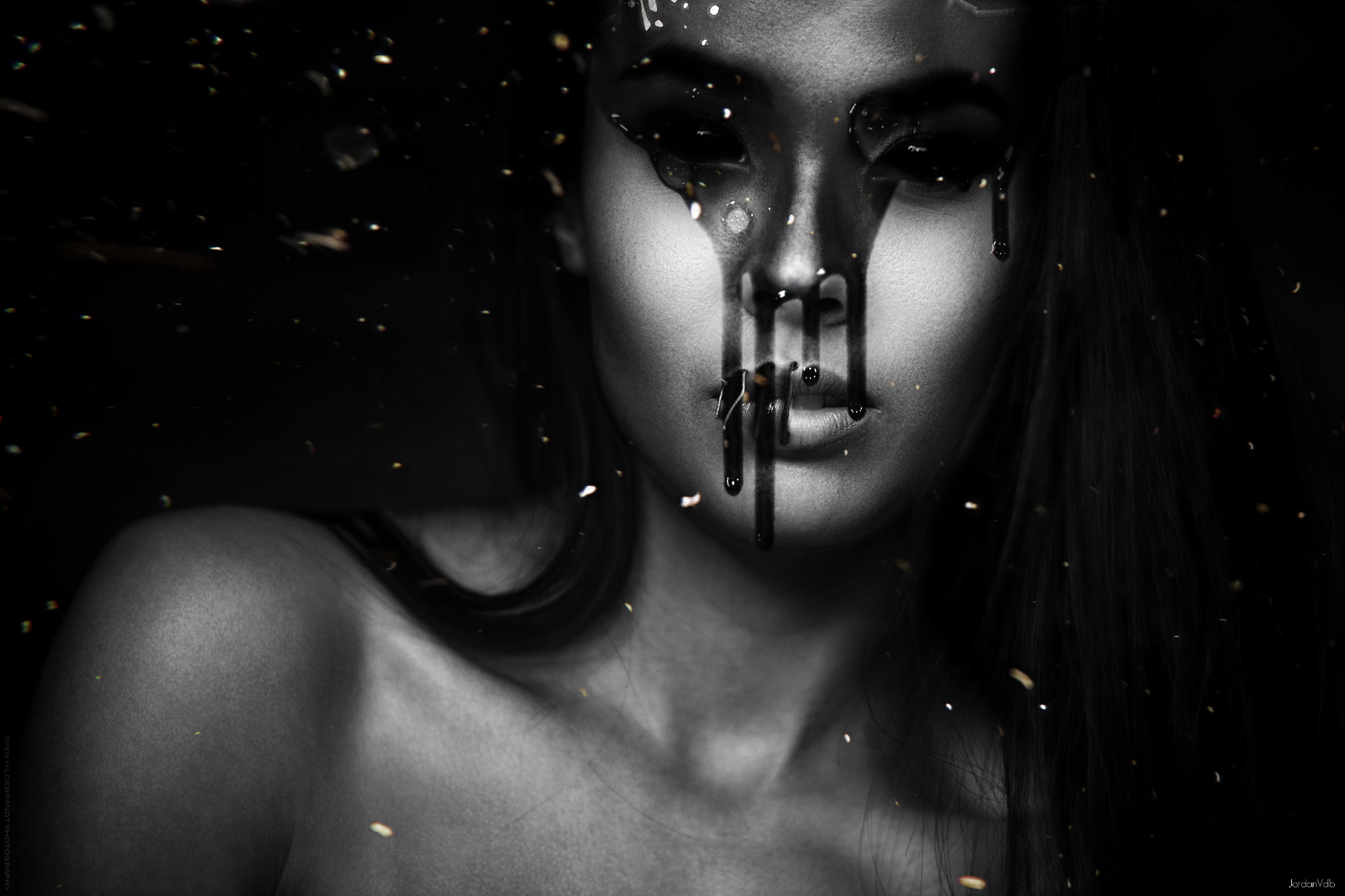 horror, 1080P, low saturation, face, women, dark, photo manipulation, HD Wallpaper