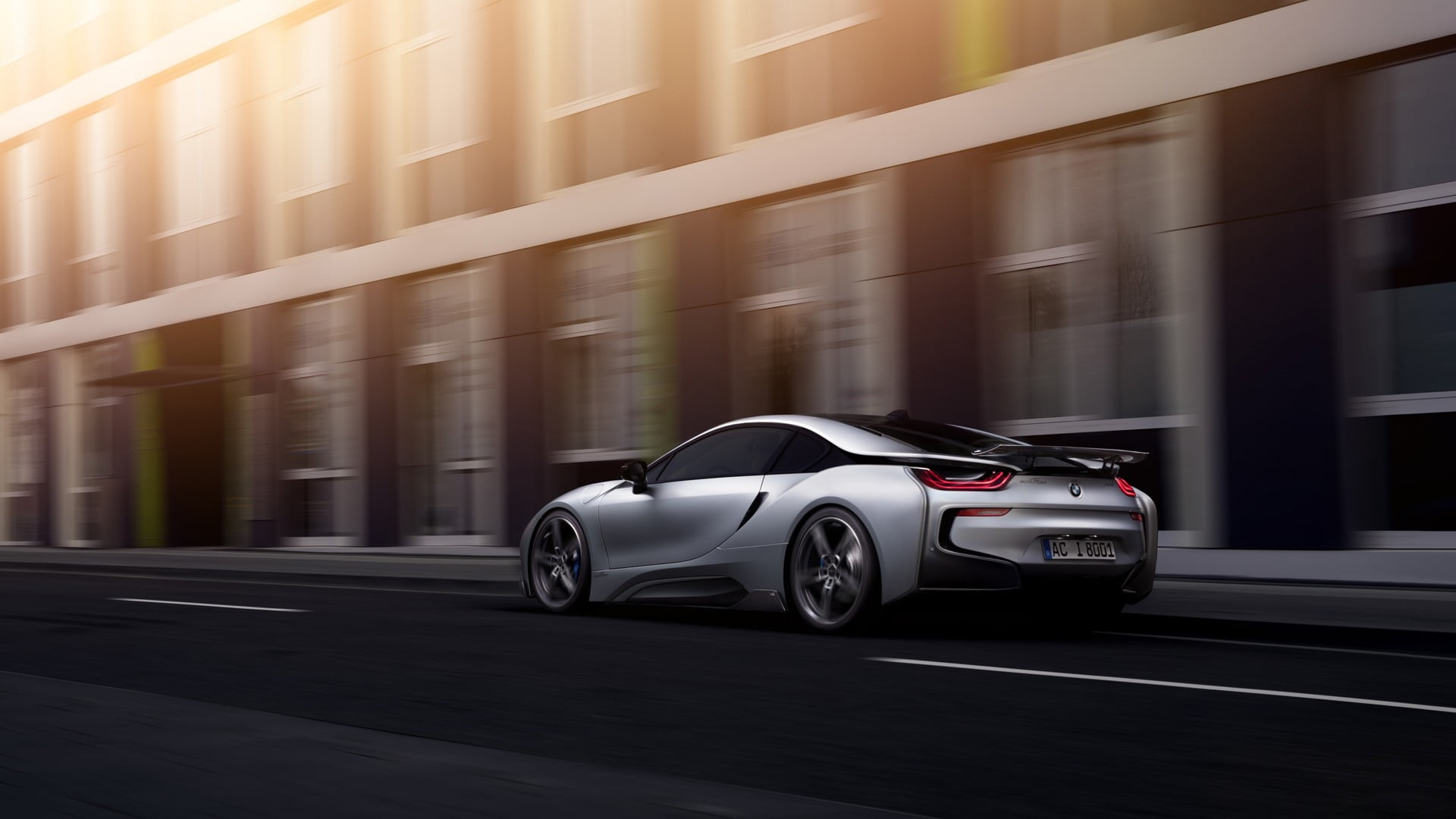 1080P, on the move, no people, outdoors, volkswagen, BMW i8, speed, transportation, luxury, colored, blurred motion, beetle, architecture, city, AC Schnitzer, HD Wallpaper