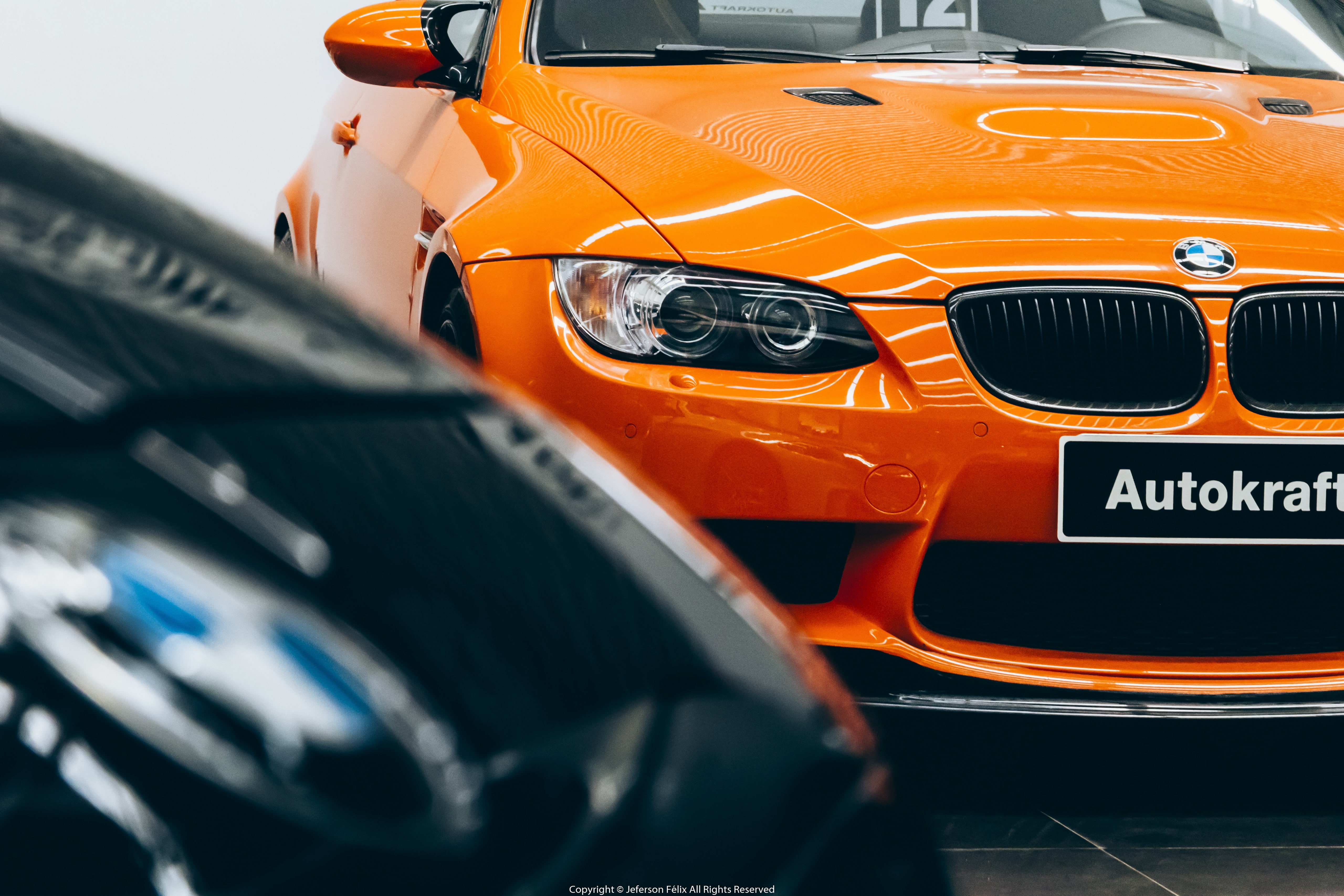 headlight, orange color, retail, outdoors, stationary, BMW, BMW E92 M3, 5K, taxi, racecar, mode of transportation, transportation, clean, car, windshield, HD Wallpaper