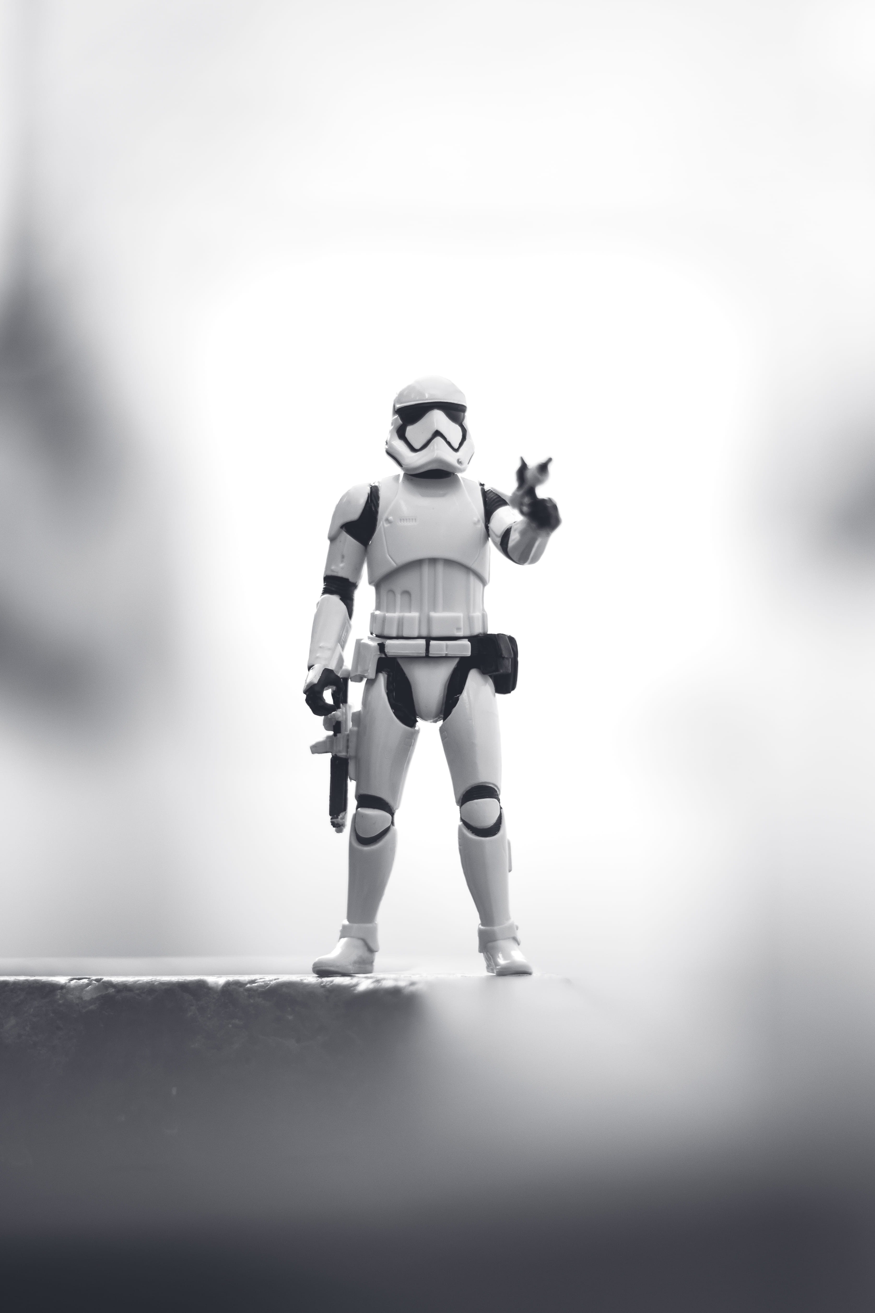 imagination, figurine, toy, jedi, bw, futuristic, adventure, selective focus, work helmet, war, universe, representation, studio shot, one person, 4K, Phone HD Wallpaper