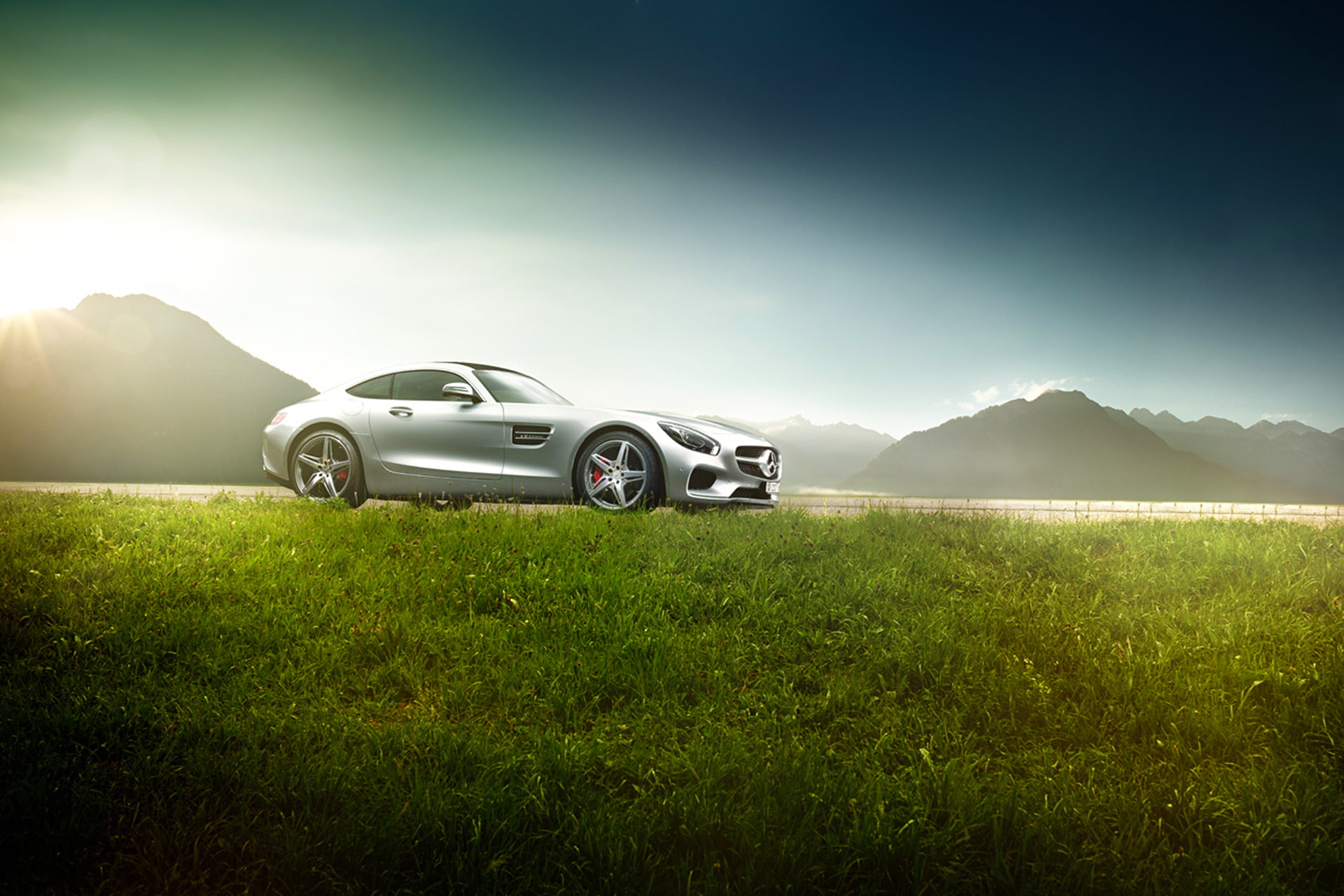 Ligth, GT S, Grass, Exotic, Mercedes-Benz, Supercar, Sun, 1080P, AMG, HD Wallpaper
